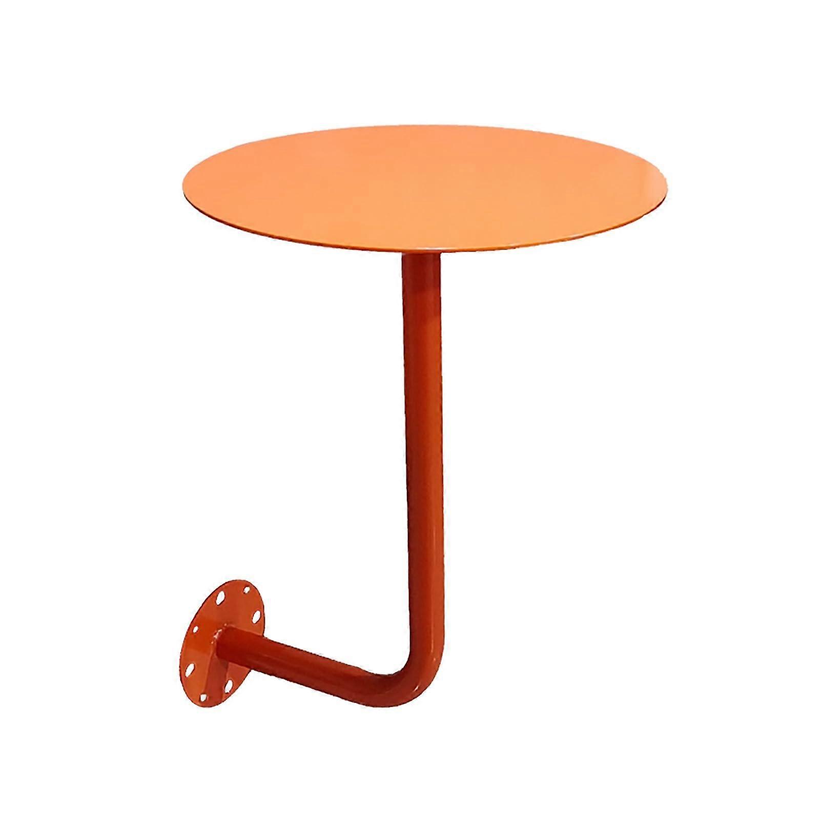 Colorful wallmounted coffee table with card holder, small round worktop table for caf, exquisite design, spacesaving side table in orange, 35 cm.