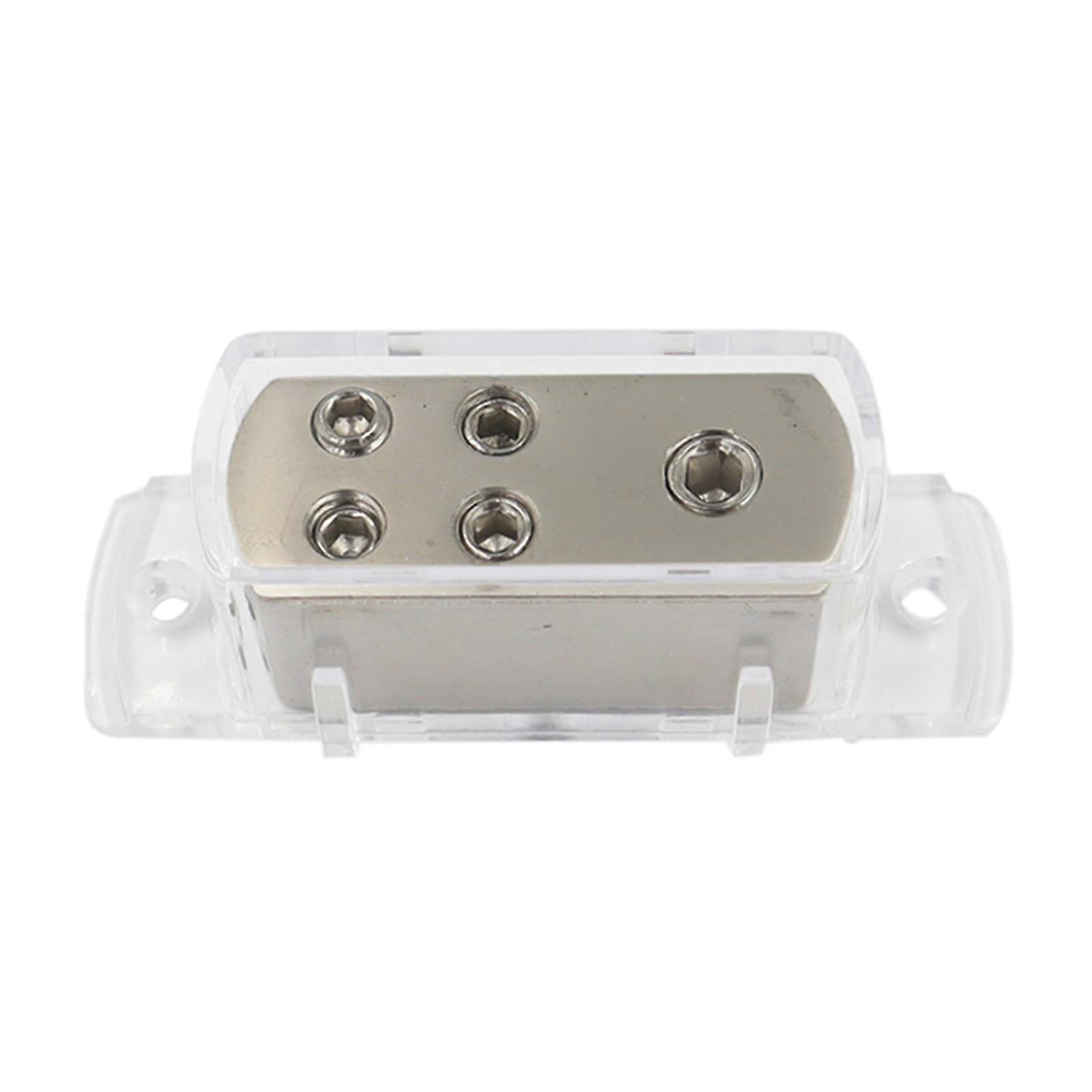 Car Audio Distribution Block Audio Converter 4-Way Ground Connection 4GA 8GA Line Splitter Compact Design Durable Transparent Cover for Easy Installat