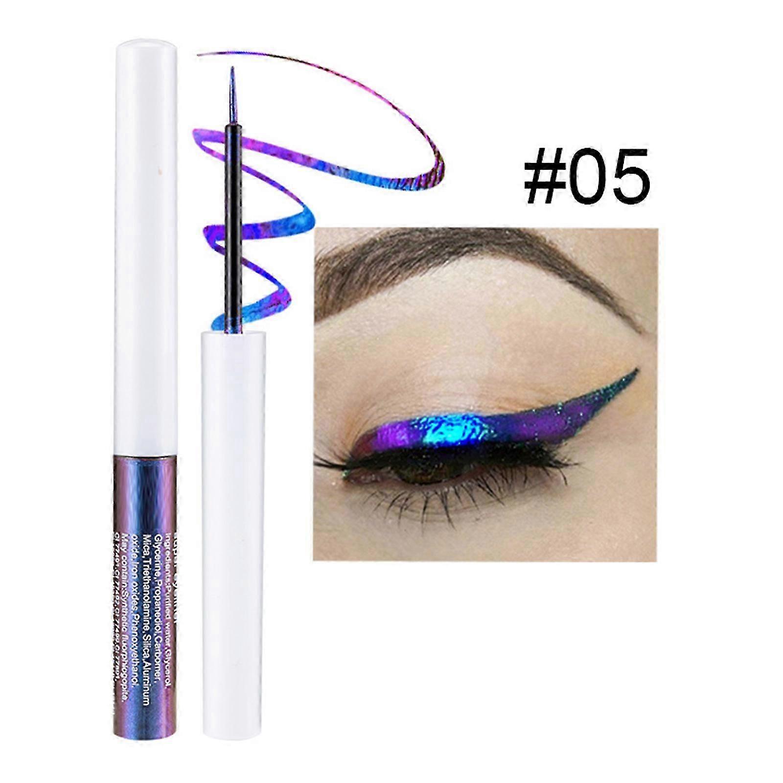 カメレオンリキッドアイライナー、ゴールドメタリックサテン高顔料カラーマルチリフレクティブフィニッシュグリッターアイライナーアイシャドウペン