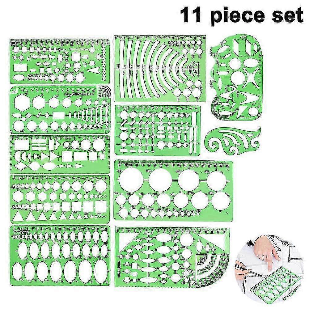 Circle Templates Measuring Geometry Ruler Plastic Drawing Stencils Scale Drafting Tools Shape Stencils Set For School