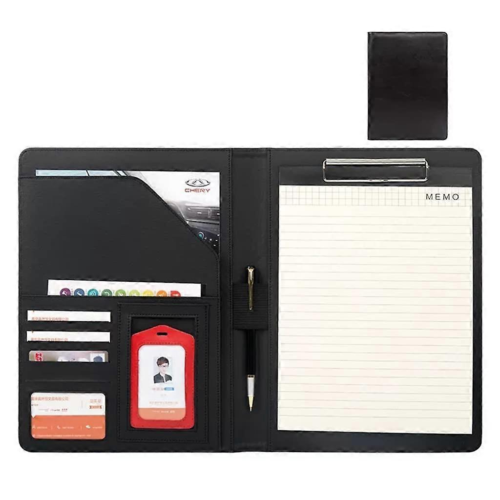 Clipboard Folder, Clipboard, Resume, Interview, Document, Business Card Holder, Slot, A4 Format (Black, No Calculator)