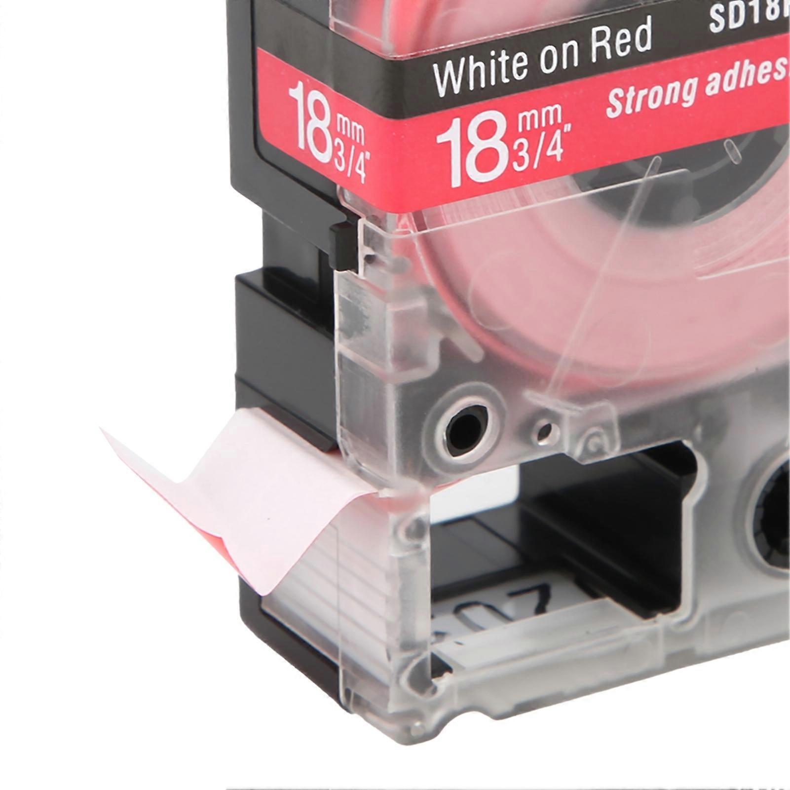 Labeling Tape Corrosion Wear Resistance 18mm Label Making for KING JIM / EPSON PrinterWhite On Red Background