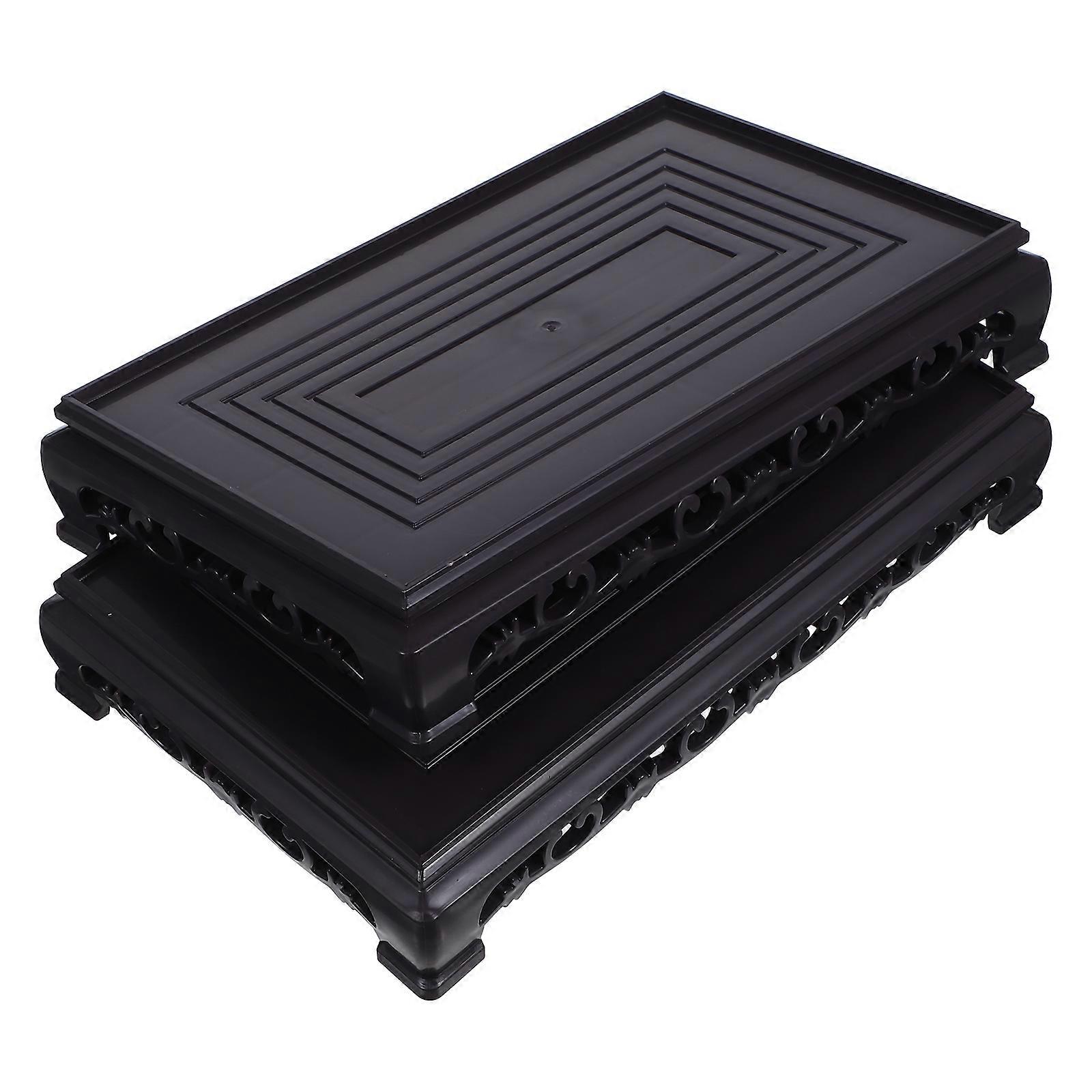 Rectangular Flowerpot Stand Simple Shelf For Crafts Vases Fish Bowl Black 21.5X13.5CM 2Pcs