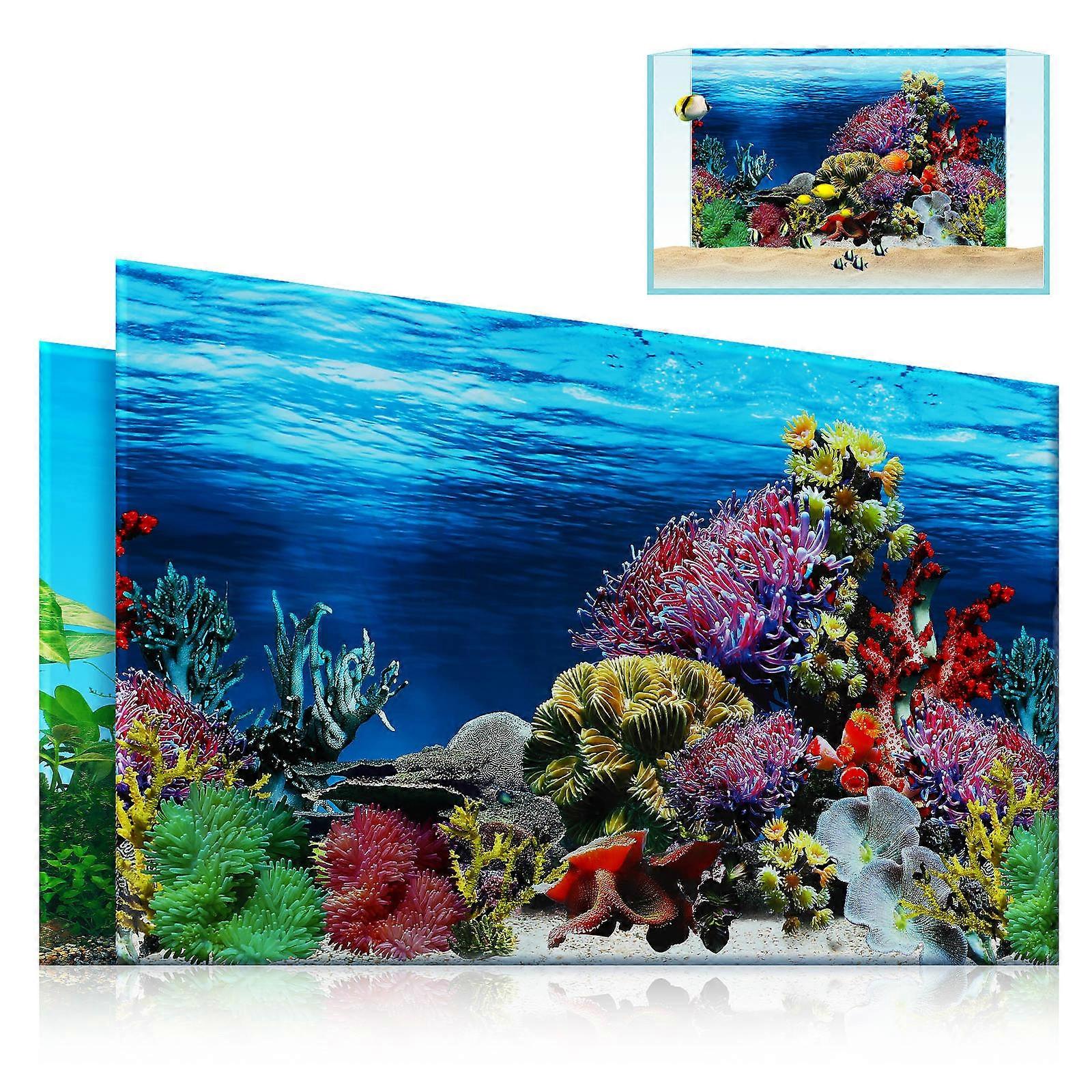 30x42cm Three Dimensional Scenery Sticker Double Side Glass Decal Background Decoration Accessories for Fish Tank Aquarium Style H