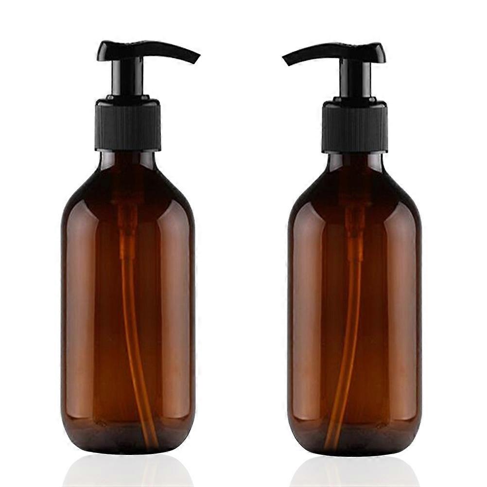 Brown Plastic Shower Bottle for Home Use Easy Squeeze Refillable Pump Container 300ml