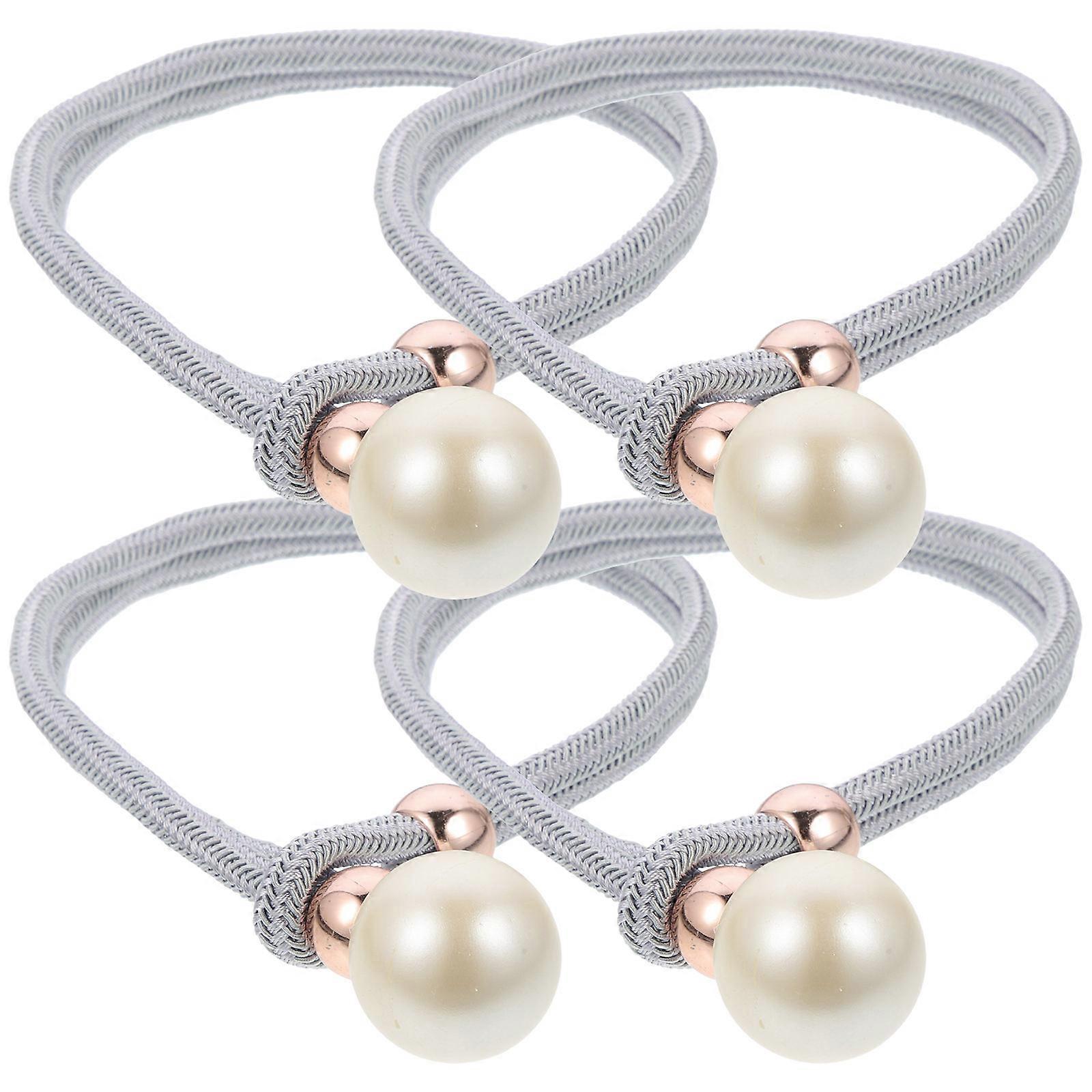 Curtain Pull Backs Pearl Beads Shape High Density Weaving Drapes Tiebacks 4Set