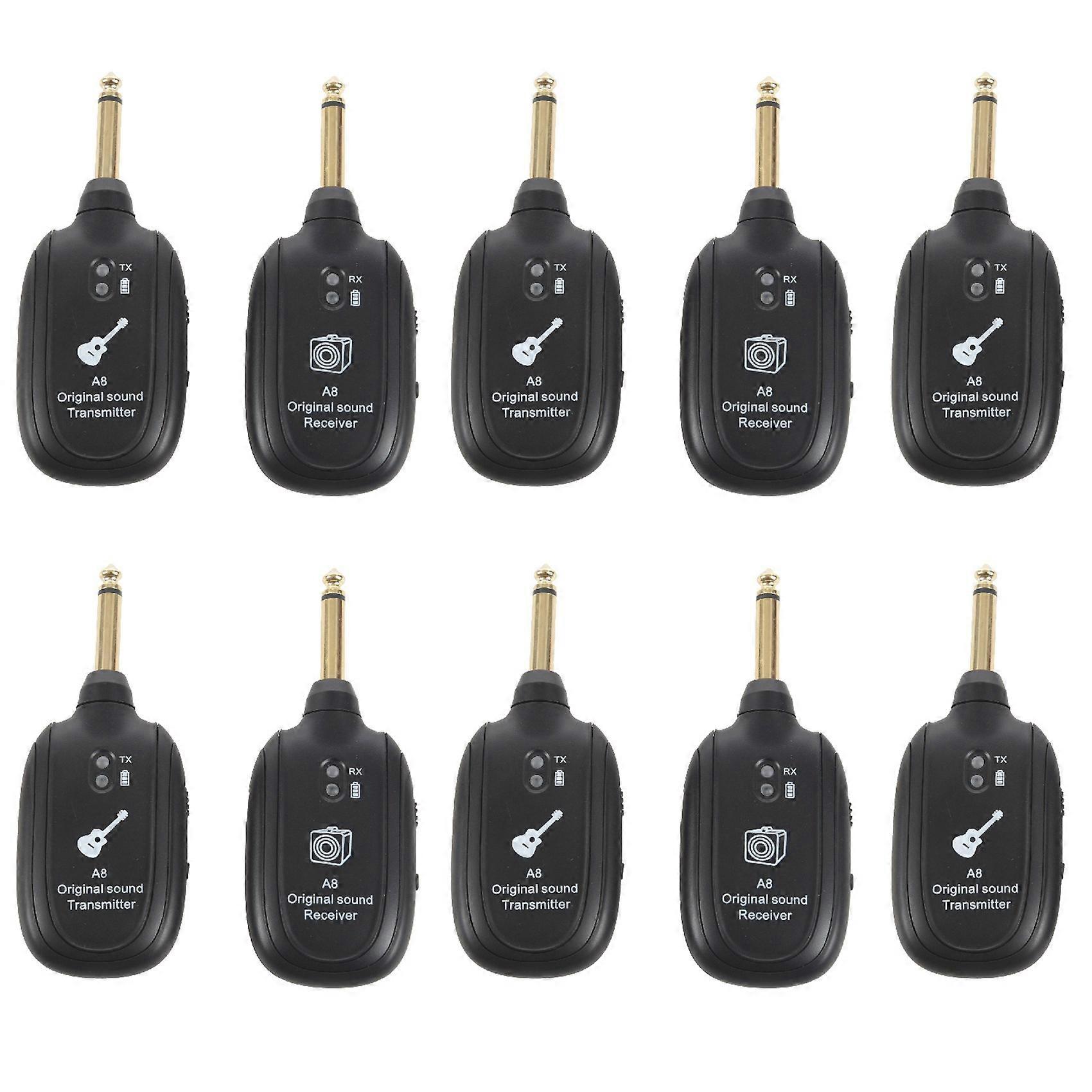 10X UHF Guitar Wireless System Transmitter Receiver Built-in Rechargeable