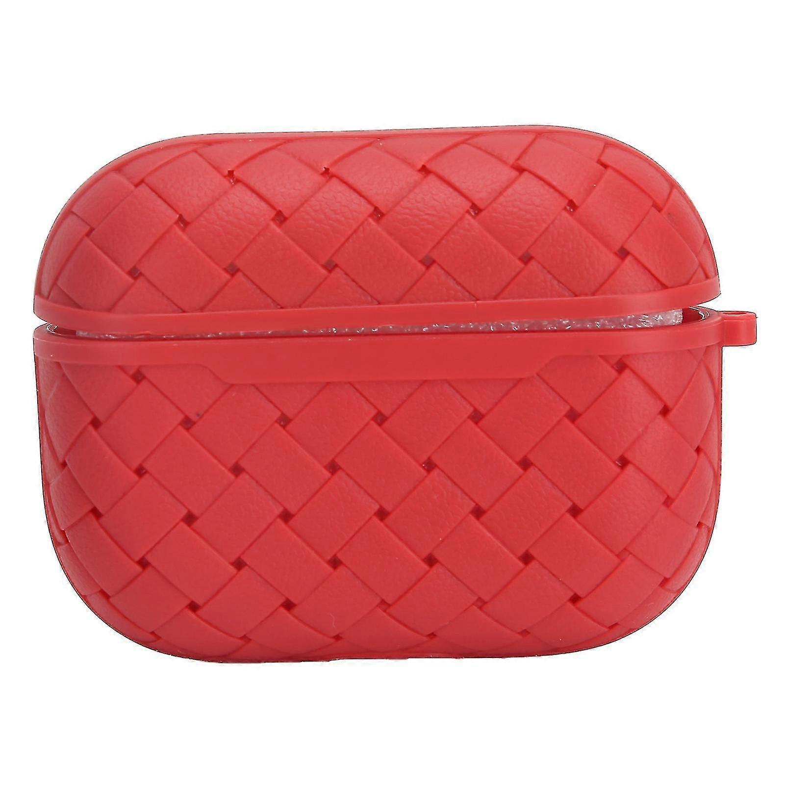 Woven Pattern TPU Protective Cover Case for IOS Earbuds Pro Bluetooth Earphone SleeveRed