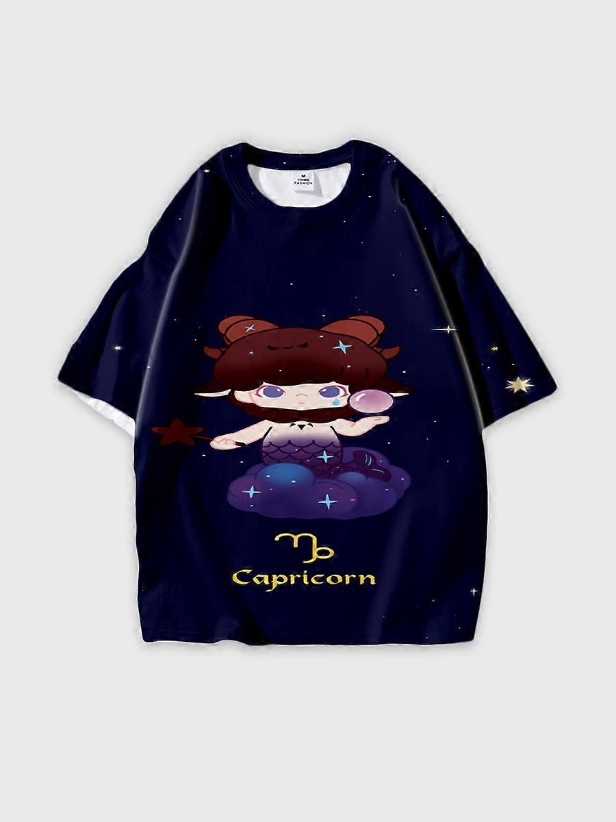 T-shirt round neck Pattern loose short sleeve C2960