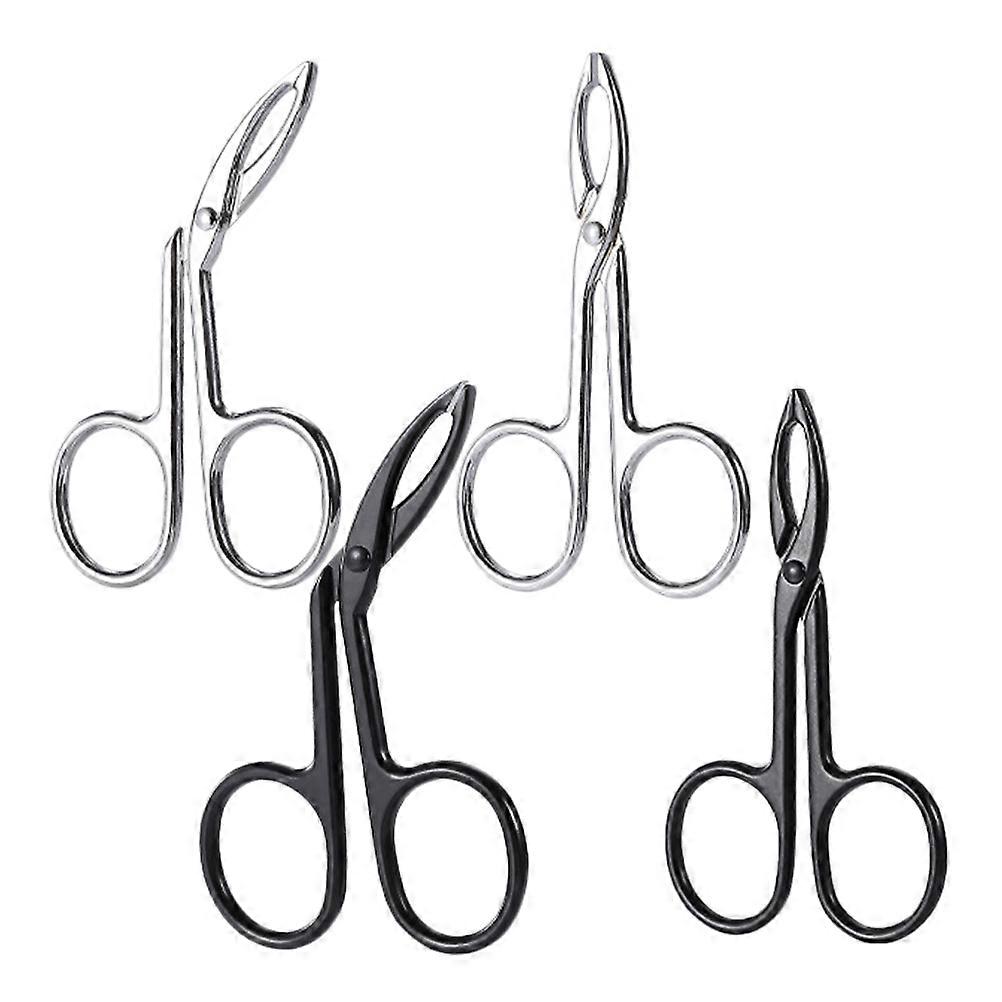 4 Pcs Stainless Steel Eyebrow Scissor Tweezers for Home Use Assorted Facial Hair Removal
