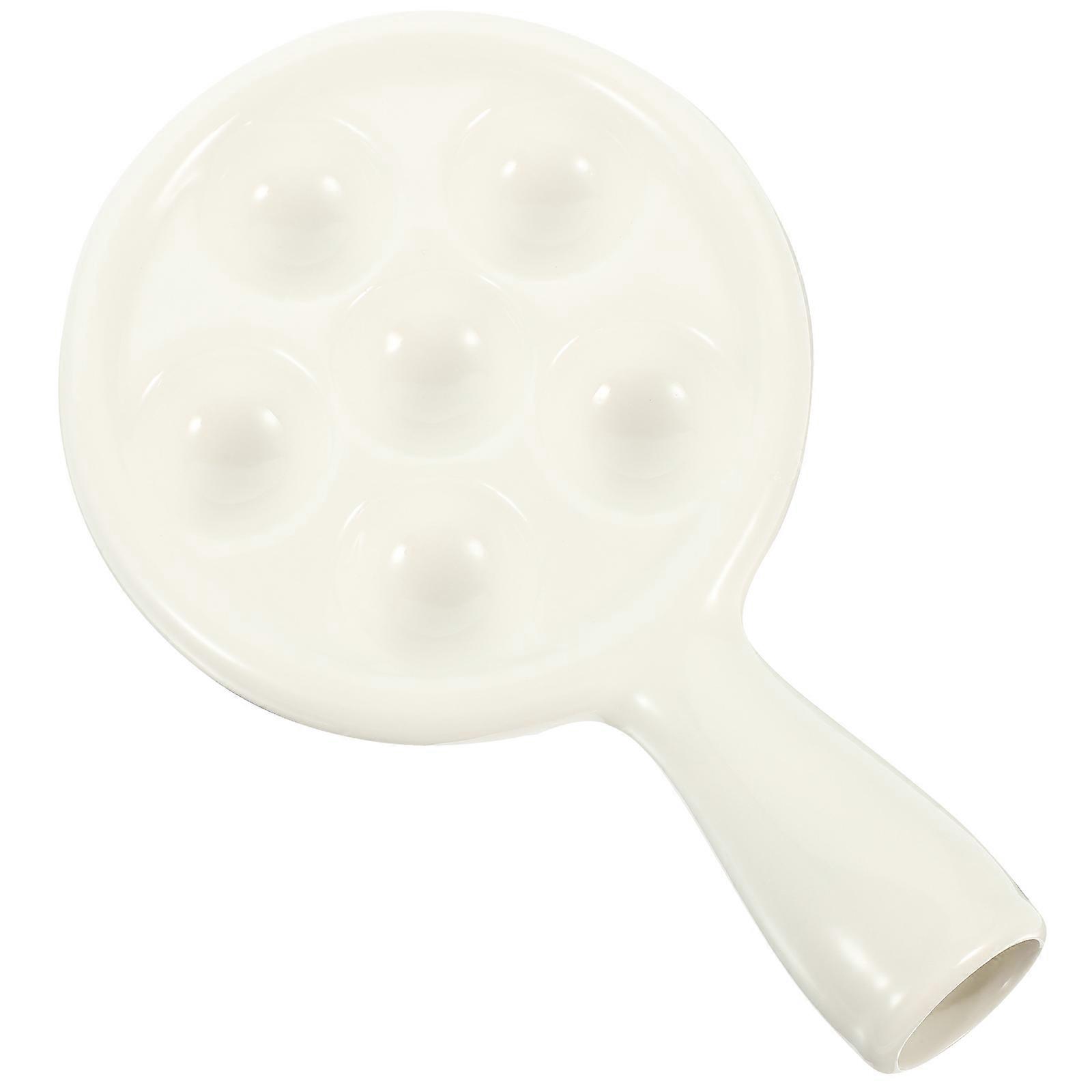 White Ceramic Escargot Baking Dish with 6 Holes for Home Use Strong and Sturdy