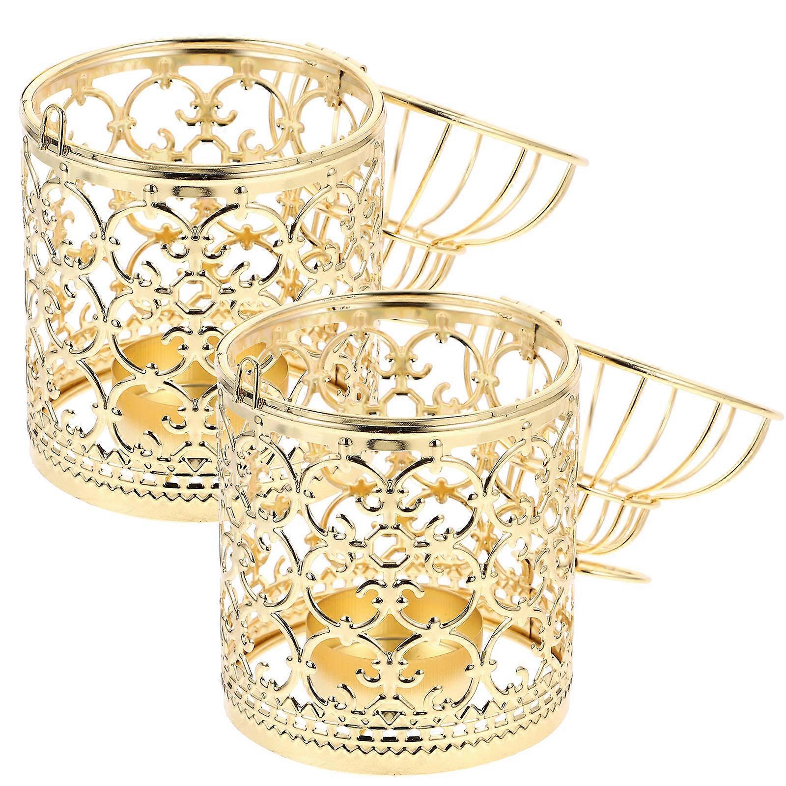 2pcs Small Metal Tealight Hanging Lantern Birdcage Candle Holders