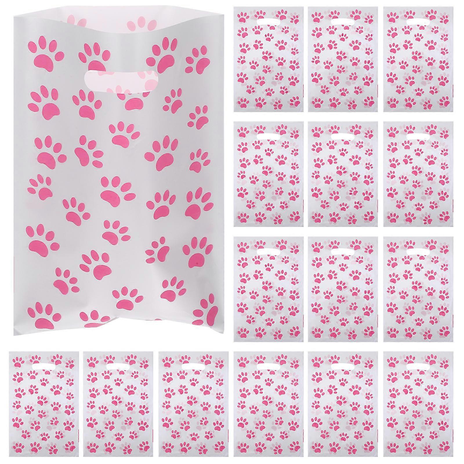 Dog Paw Printed Gift Bags with Handles for Storage Multi Color OPP Material 50 Pieces