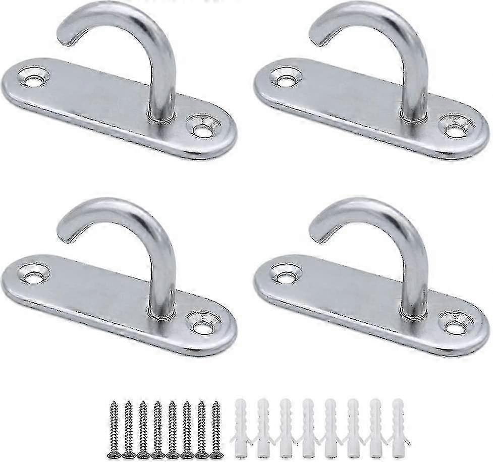 (4 Pack) Stainless Steel 304 Ceiling Hooks M6 Heavy Duty Oval Open Hooks Edition 0724