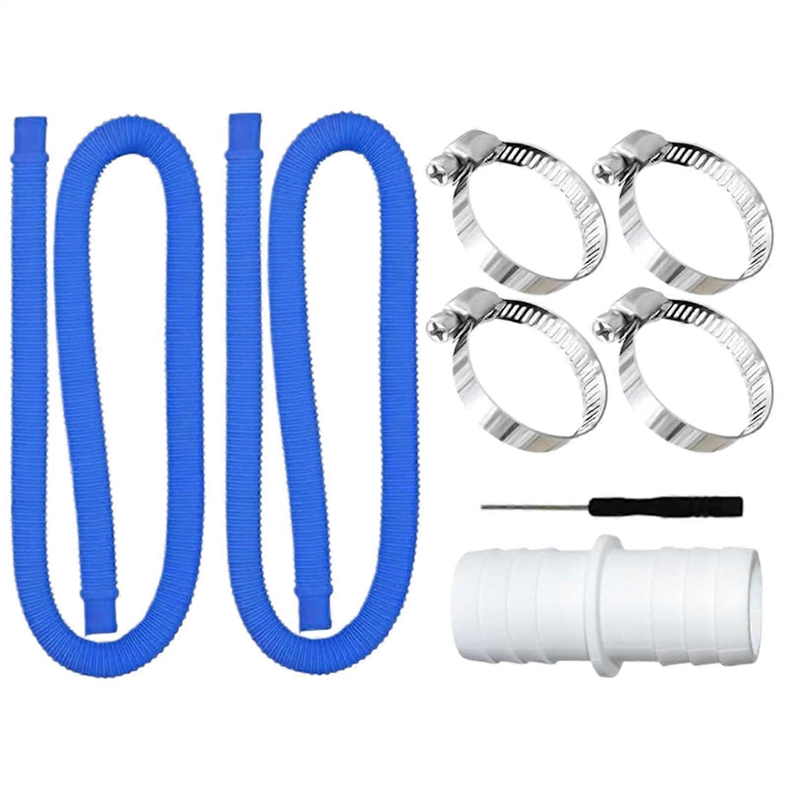 Pool Schlauch 100 Cm Length Pool Hose Flexible With Robust Connector And 4 Clamps For Waterfall Connections Blue