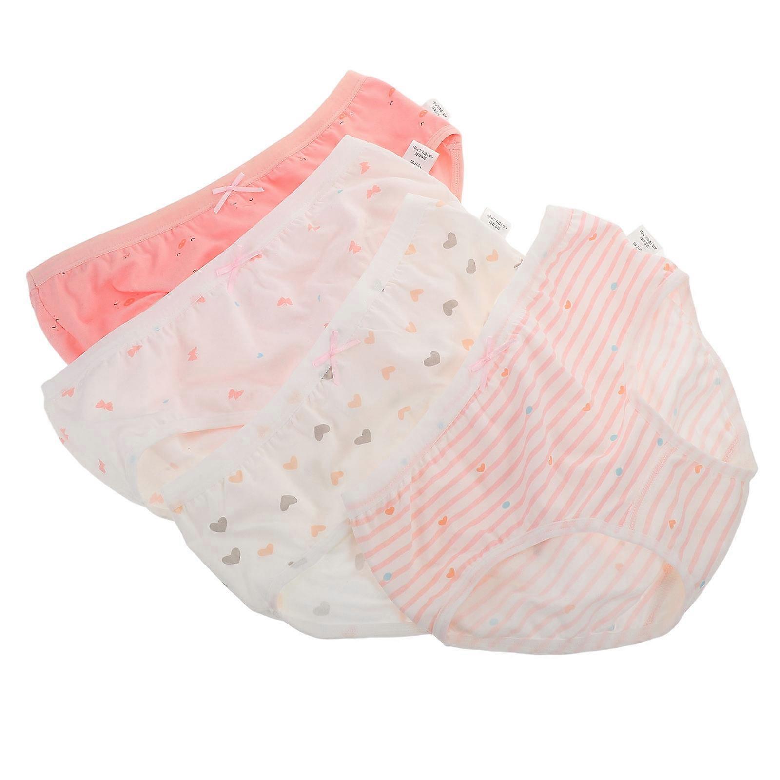 Little Girls Underwear 4Pcs Multi-Color Soft Cotton Knickers Travel Use 26X18CM Gentle On Skin