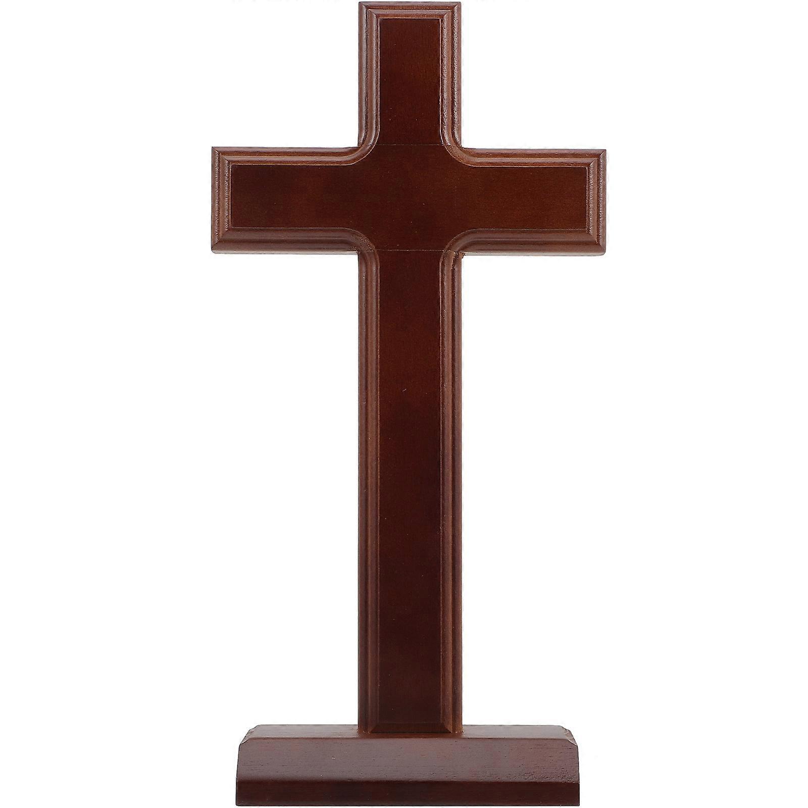 Rustic Cross Desk Adornment For Religious Purpose In 11.8×5.9×2.4in Size Designed For Christmas Celebration And Home Use 1Set