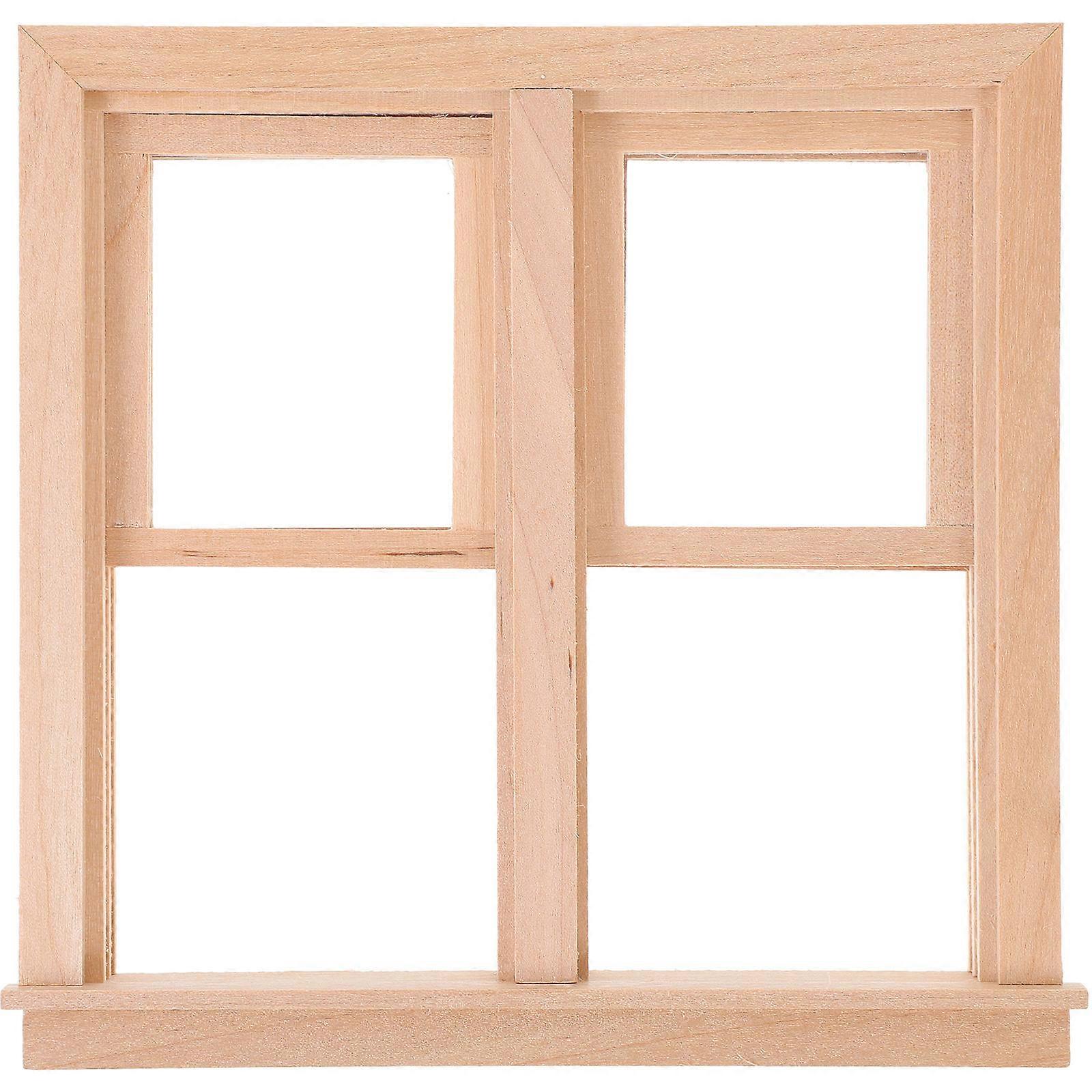 Realistic Miniature Wood Window Model Accessory For Children's Doll House Interactive Fun 1Set