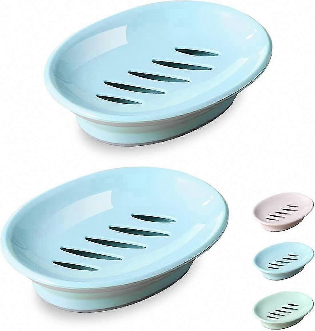 Plastic Soap Dish with Non-Slip Drip Tray, Shower Soap Holder for Bar Soap, Draining Soap Box