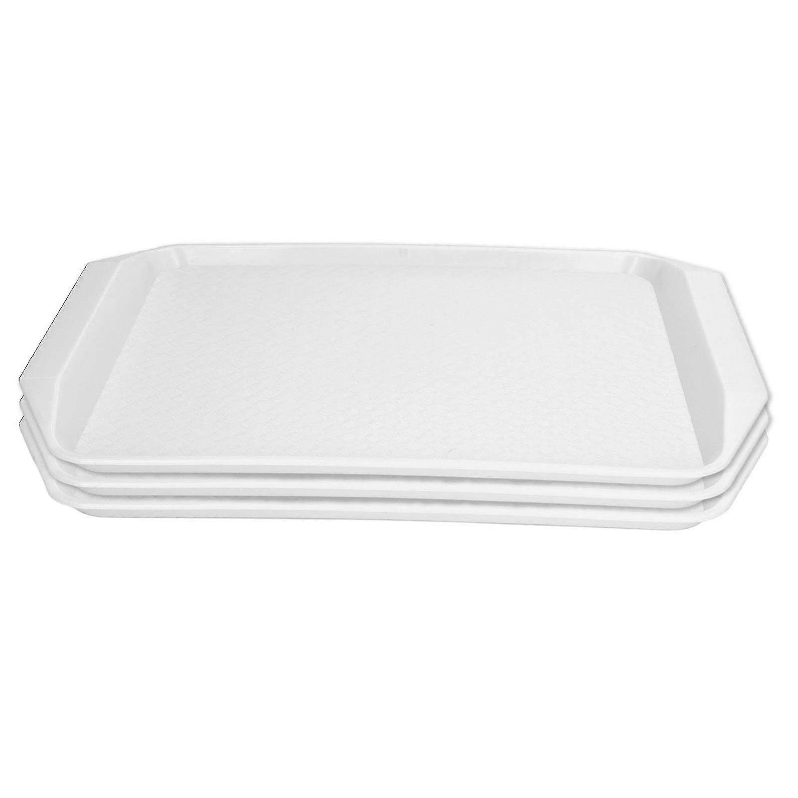 Set of 3 Colorful Heat-Resistant Stackable Plastic Trays - Thickened Binaural Rectangle Food Serving Trays for Cafeteria & Hotel Use