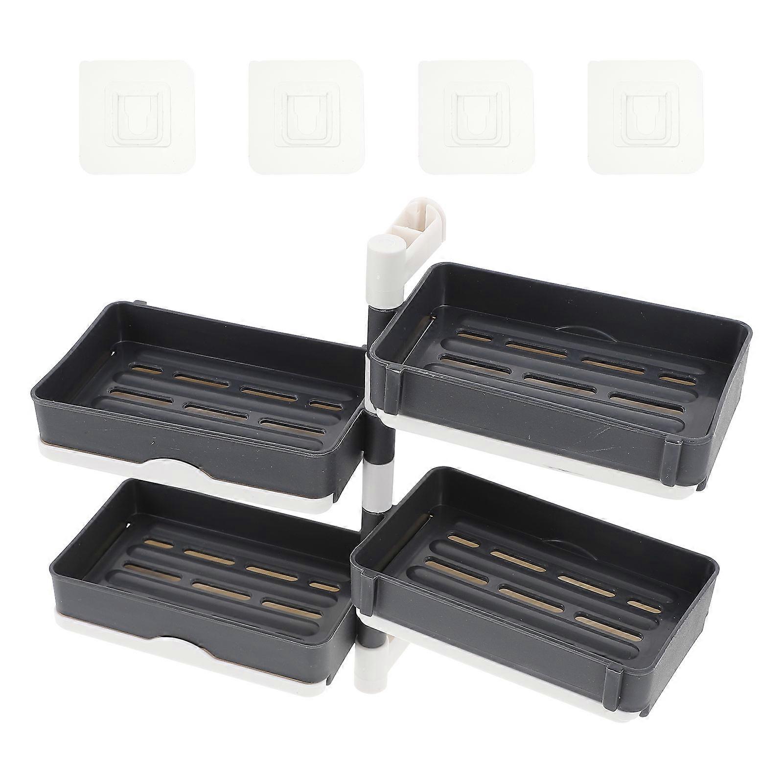 White ABS Wall Mount Soap Holder with Drain Tray for Home Use Practical Storage Container