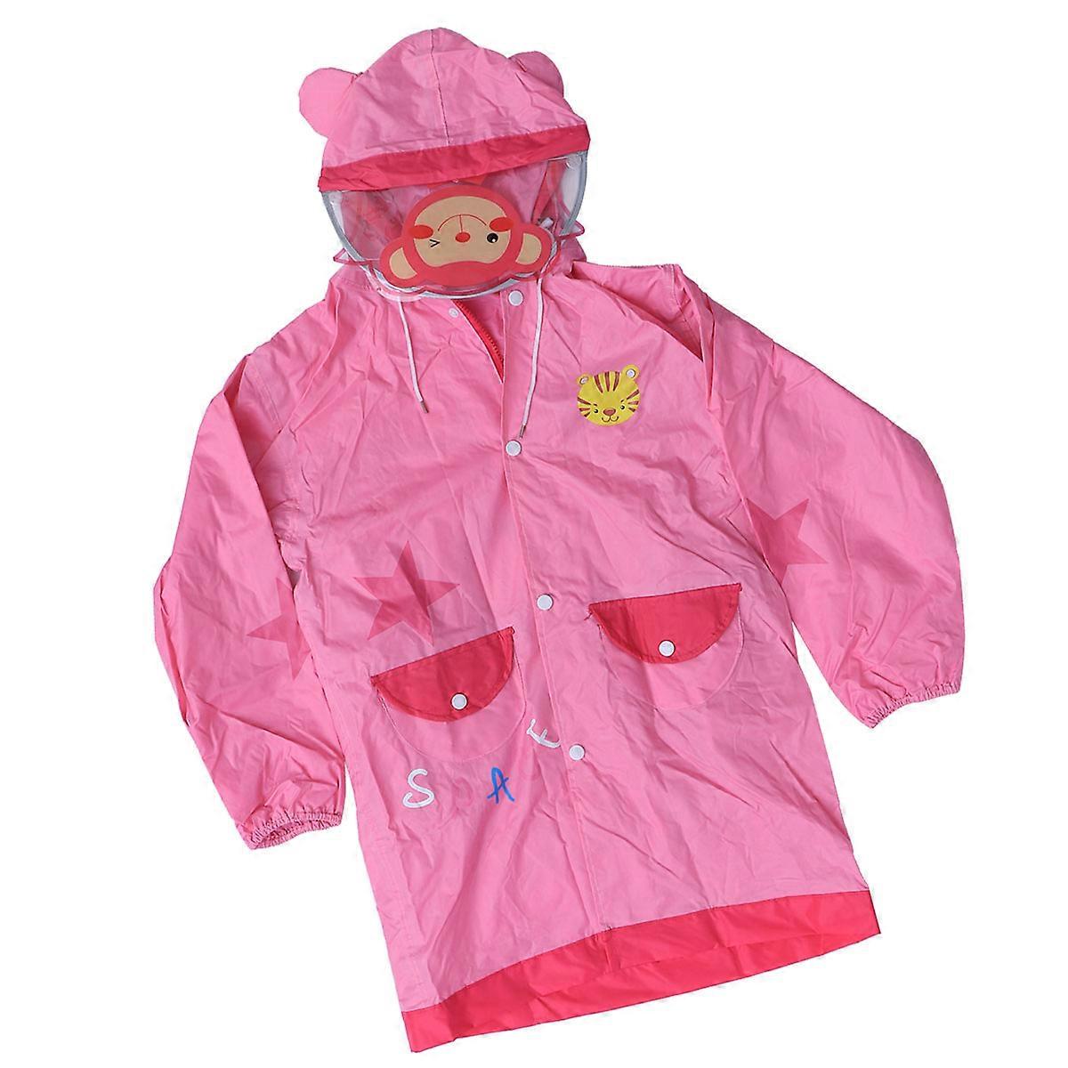 Foldable Hooded Rain Jacket For Kids In Pink Lightweight For Outdoor Usage 1Set