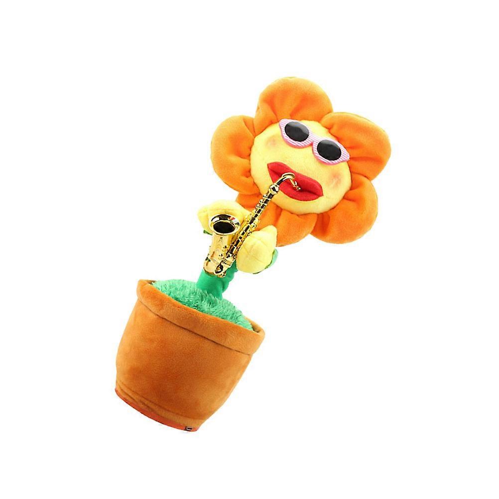 Dancing Saxophone Flower Toy For Children With Orange Plush Design And Singing Function 1 Piece