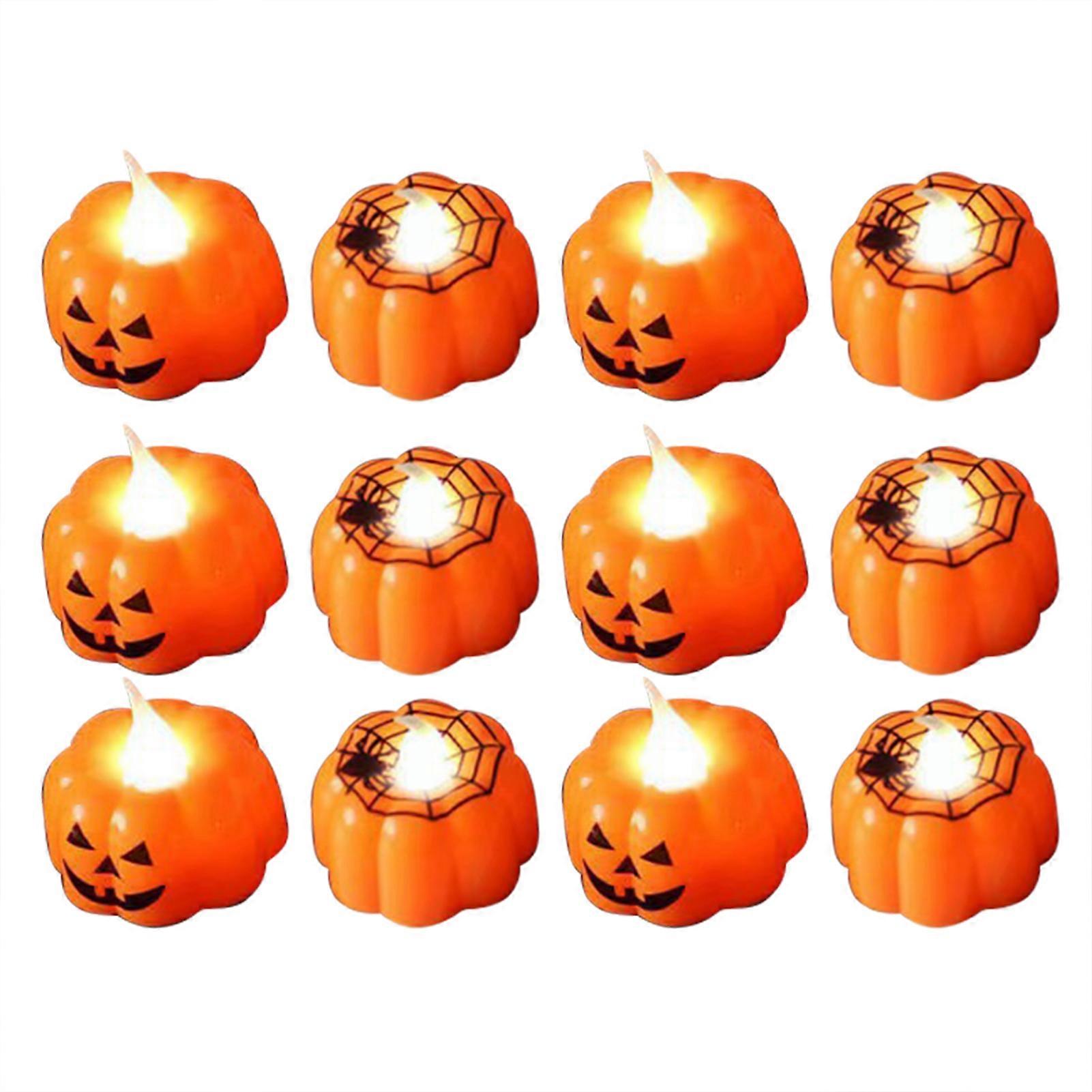 12pcs LED Pumpkins Candle Light Simple Home Decorative Desk Lamp for Bar Coffee Shop Decor