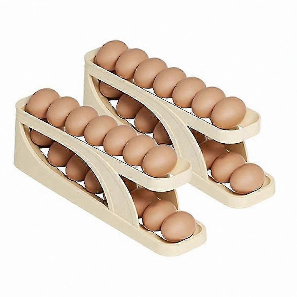 Refrigerator Egg Organizer with Automatic Rolling Feature, Space-Saving Storage Container for Eggs