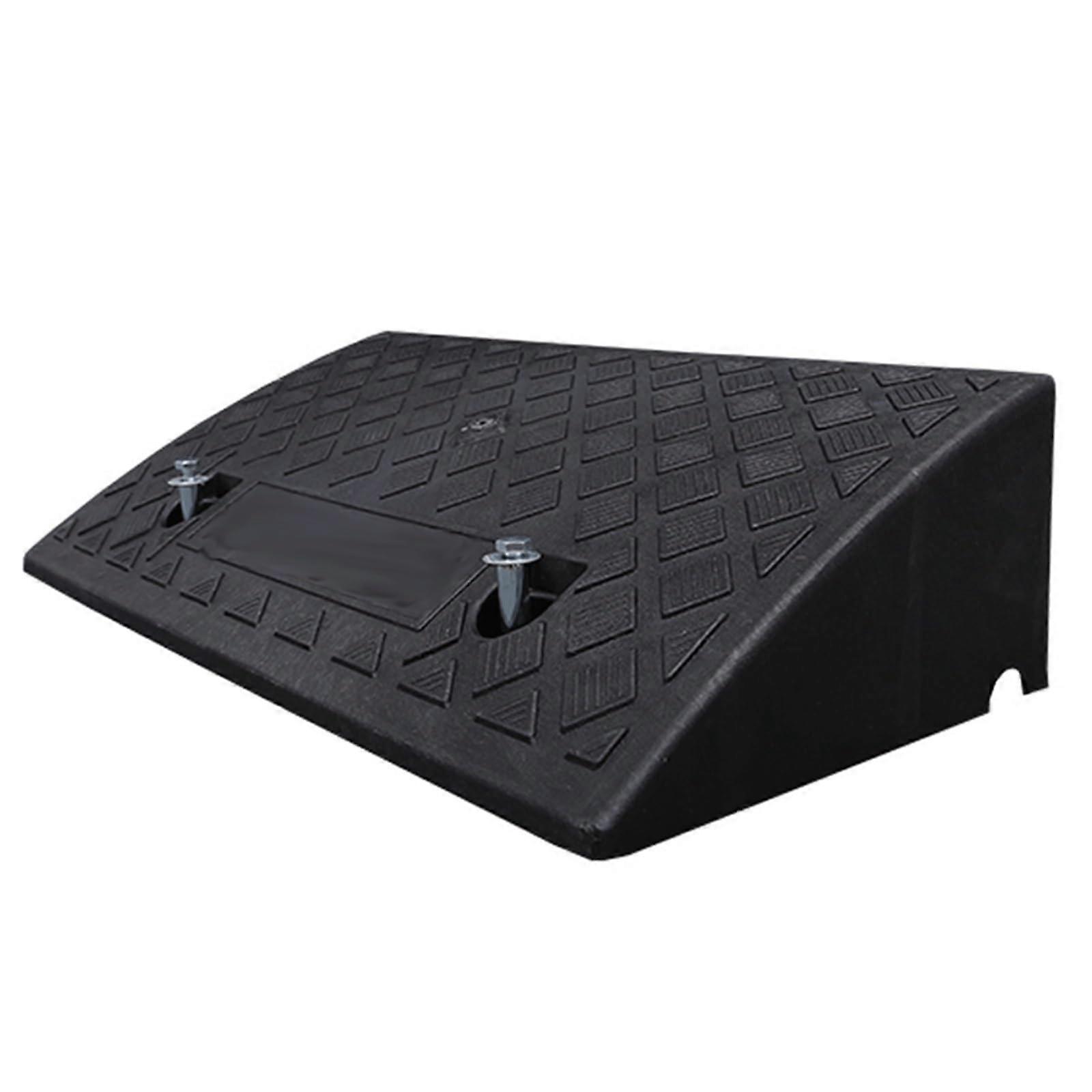 Kerb Ramp Portable Lightweight Plastic Threshold Ramp NonSlip for Garage Driveways (Black, 49x27x12cm)