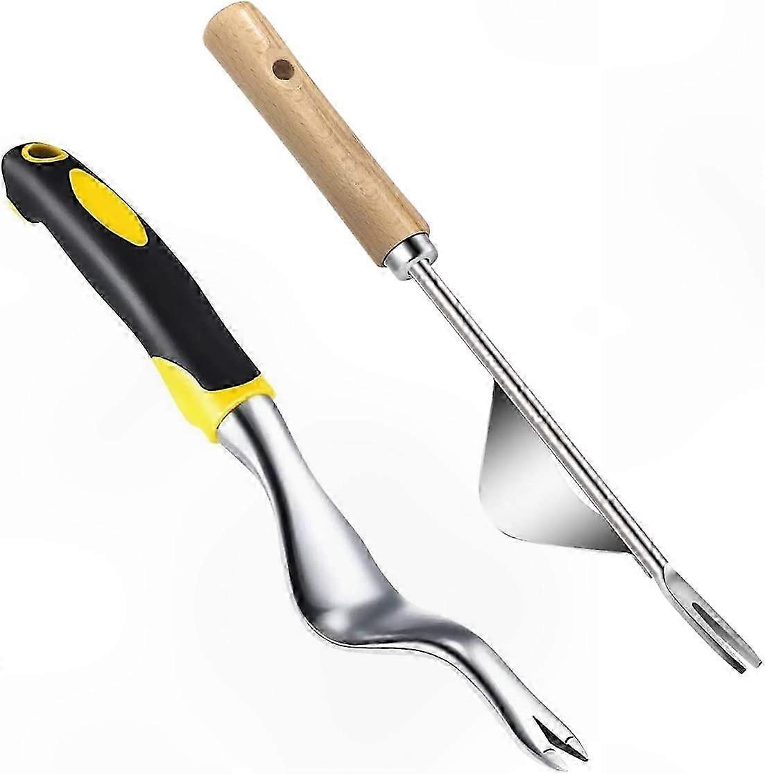 Garden Weeding Tool Set, 2-Pack Handheld Weed Remover with Ergonomic Non-Slip Grip for Dandelion and Grass Roots