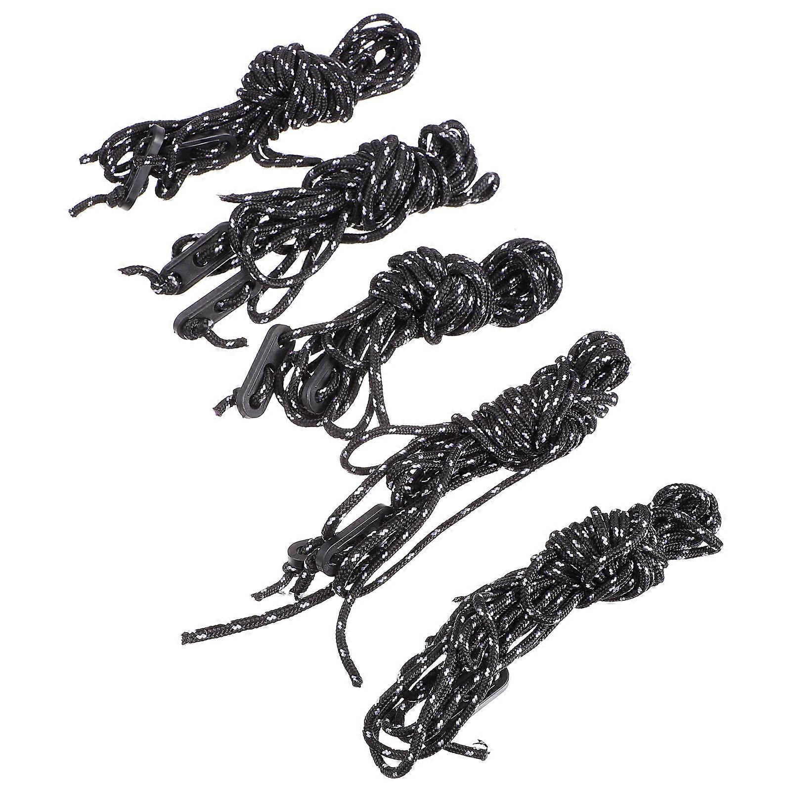 Heavy Duty Camping Tent Rope 5Pcs Designed For Outdoor Use With Excellent Windproof Functionality In Black