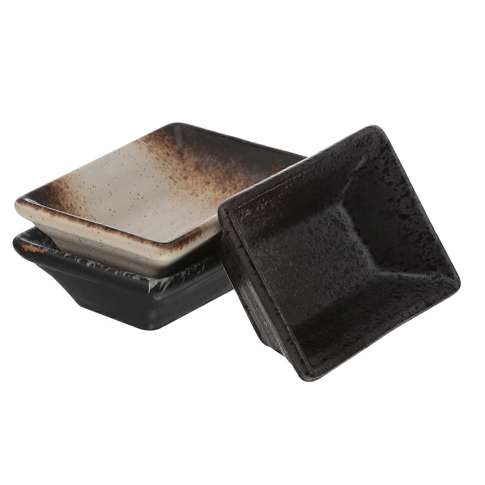 Japanese Style Appetizer Plate 3 Pcs Ceramic Seasoning Dish For Adults Rectangular Deep Cleaning