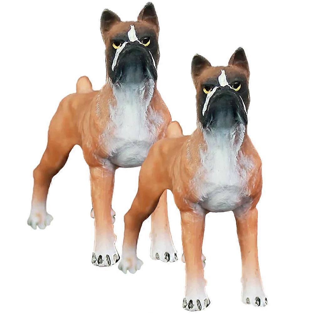Puppy Figurine Small Dog Model Cartoon Style Standing Home Decoration Brown 3.14X2.75X1.30in 2Pcs