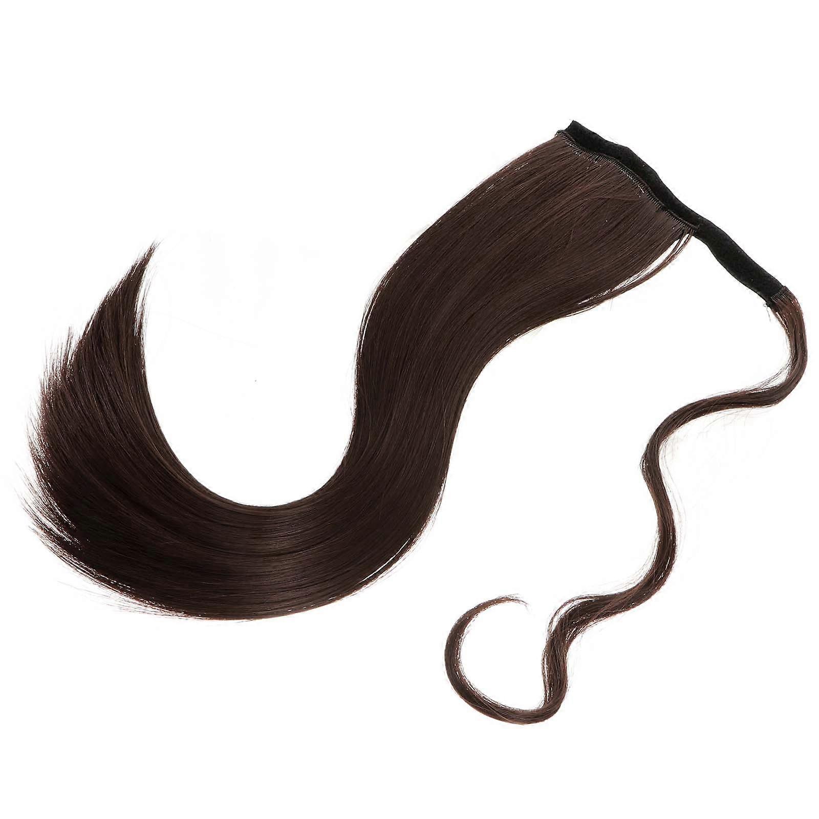 Curly Hair Extensions Ponytail Made Of Dark Brown High Temperature Silk For Daily Use Enhancing Volume 1Pcs