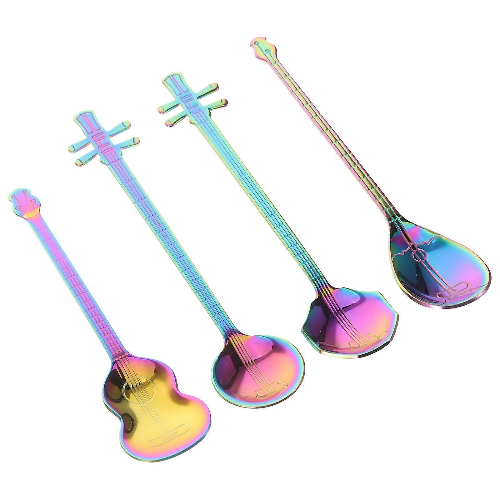 Musical Instrument Shaped Dessert Spoons in Assorted Colors Made of Stainless Steel Essential for
