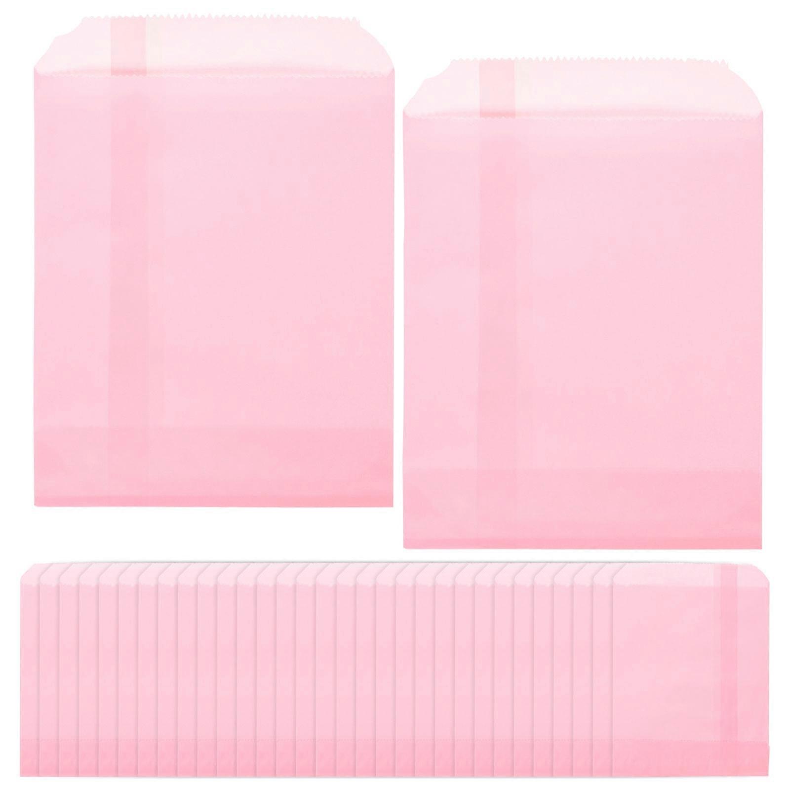 Pink Paper Bags for Storing Candy Cookies and Small Gifts Lightweight Durable 100Pcs