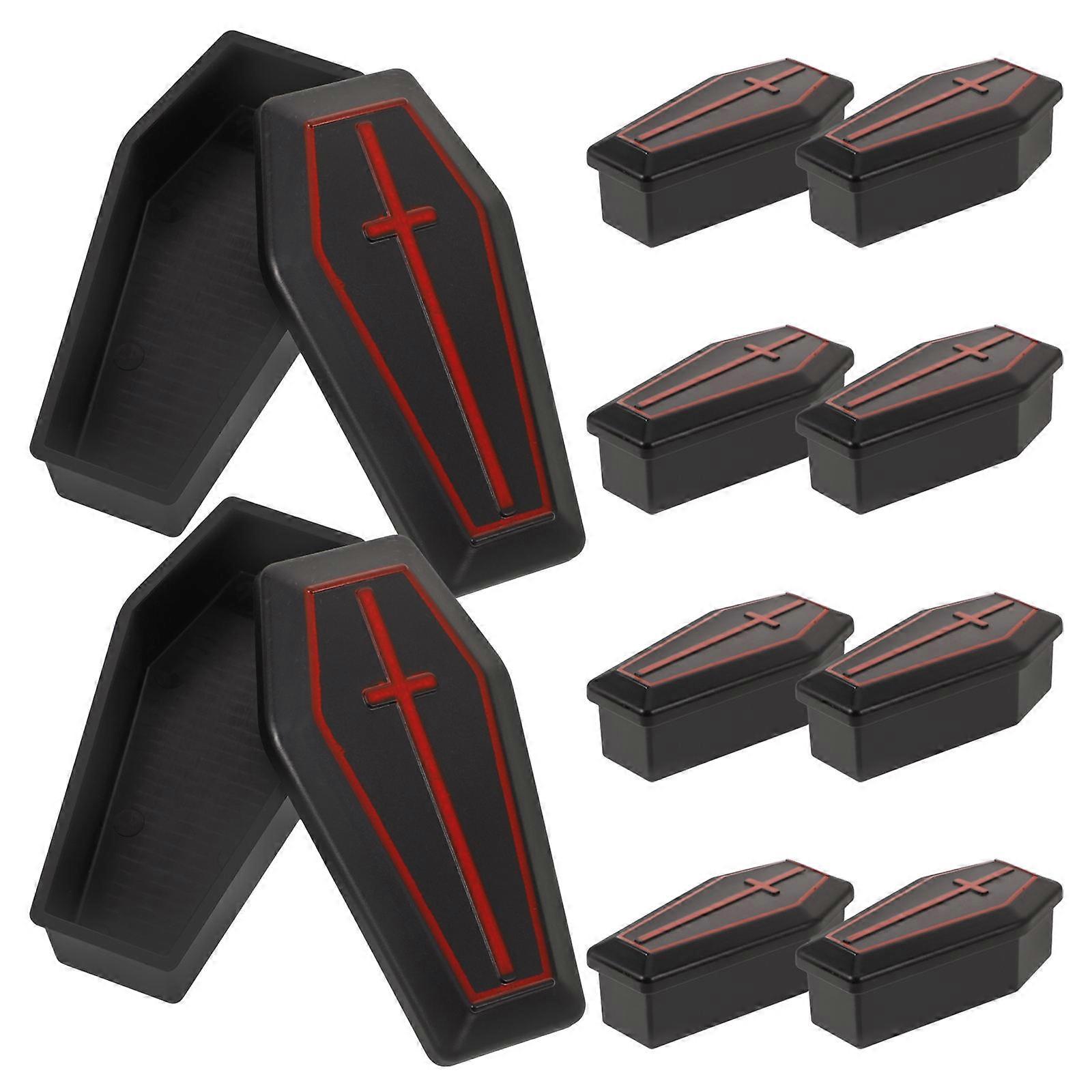 Miniature Coffin Ornaments for Halloween Realistic Prank Props & Treats Candy Holders Set of 10