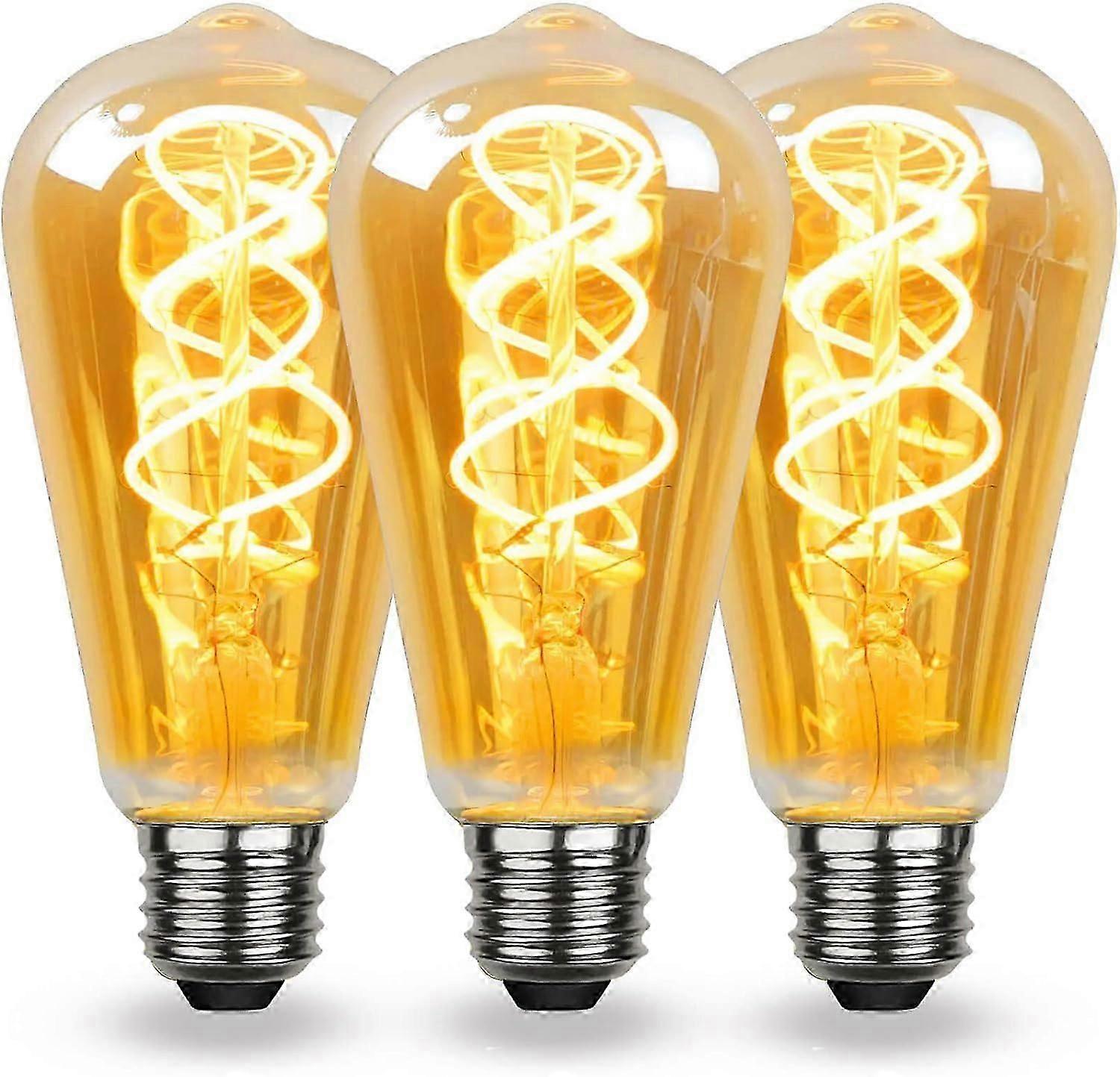 LED E27 רטרו ספירלה קרמית נימה, ניתן לעמעום E27 נורת רטרו 4W לבן חם, אור רך, E27 רטרו אדיסון נורת ענבר לסלון, חדר שינה