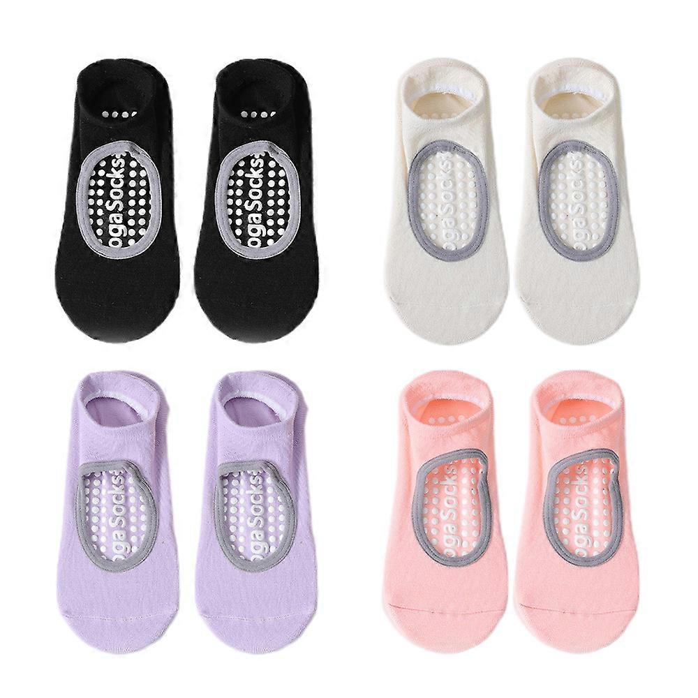 4Pcs Pilates Socks Non Slip Grip Socks for Yoga Barre Hospital