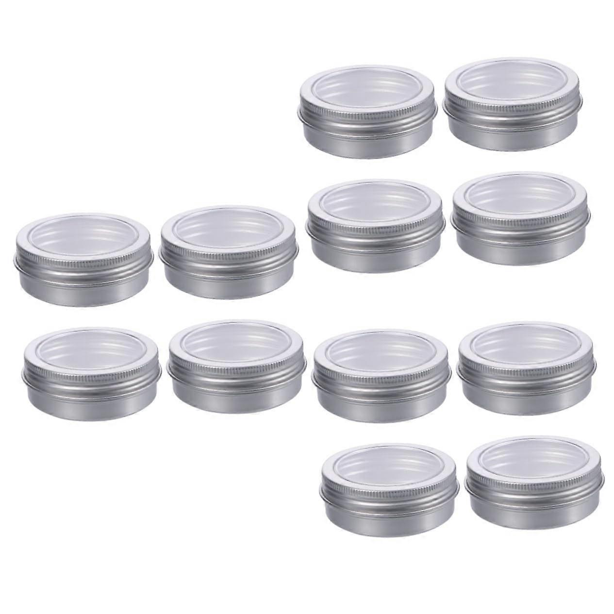 Under Packed Cream Pot Candle Tin - 36 Round Aluminium Silver Containers with Window, 6.5x2.5cm, Ideal for Outdoor Use