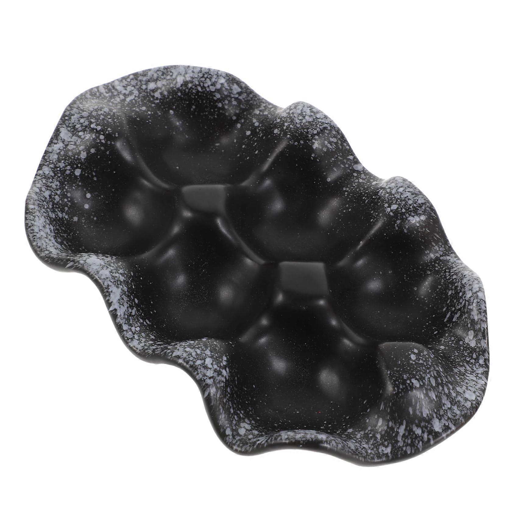 Egg Tray Holder for Fresh Eggs - Ceramic Black Egg Storage Container, Egg Dispenser, and Packaging Box