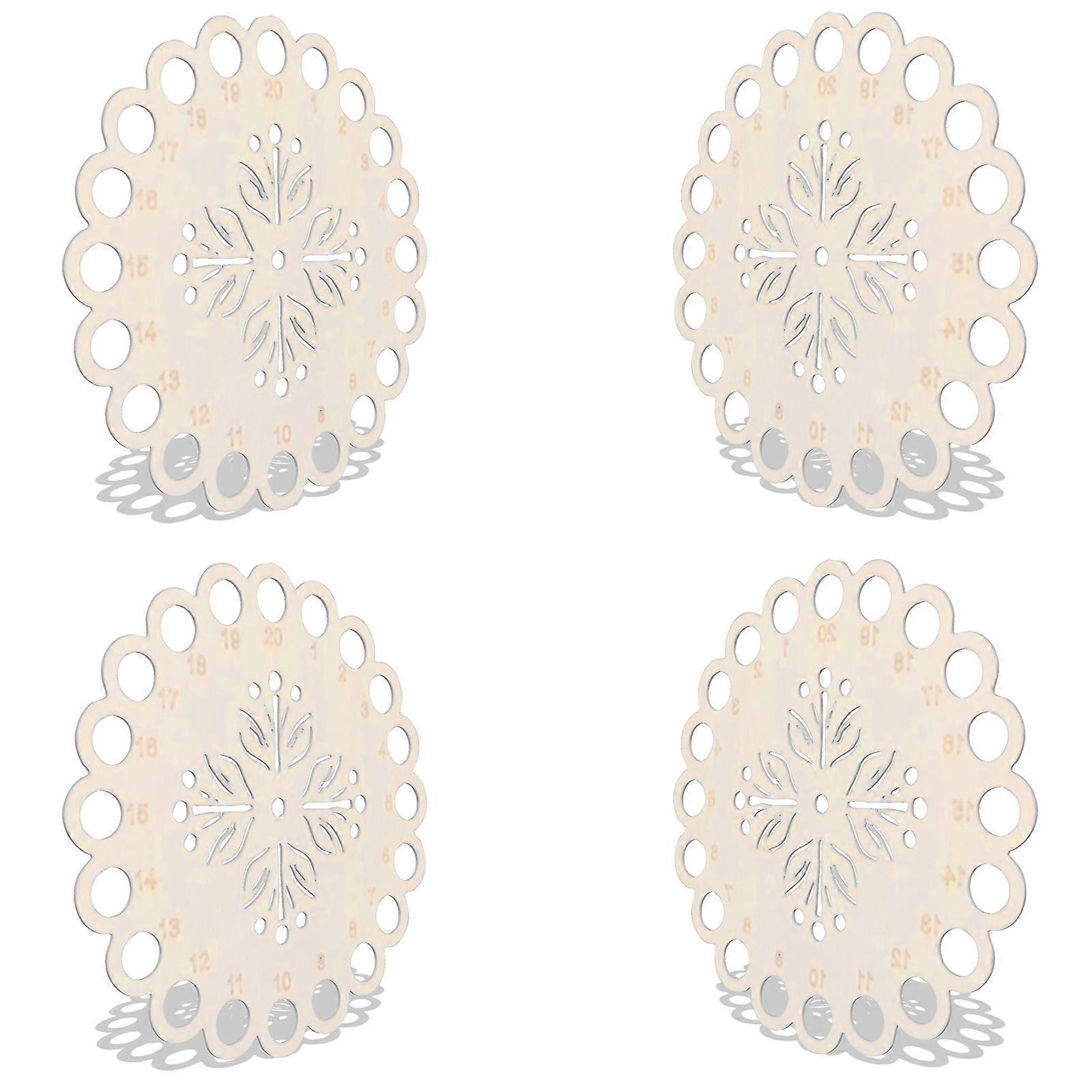 4Pieces Embroidery Thread Organiser Numbered Wood Floss Management Disc Space Saving Stitching Thread Holder For Home Multicolor