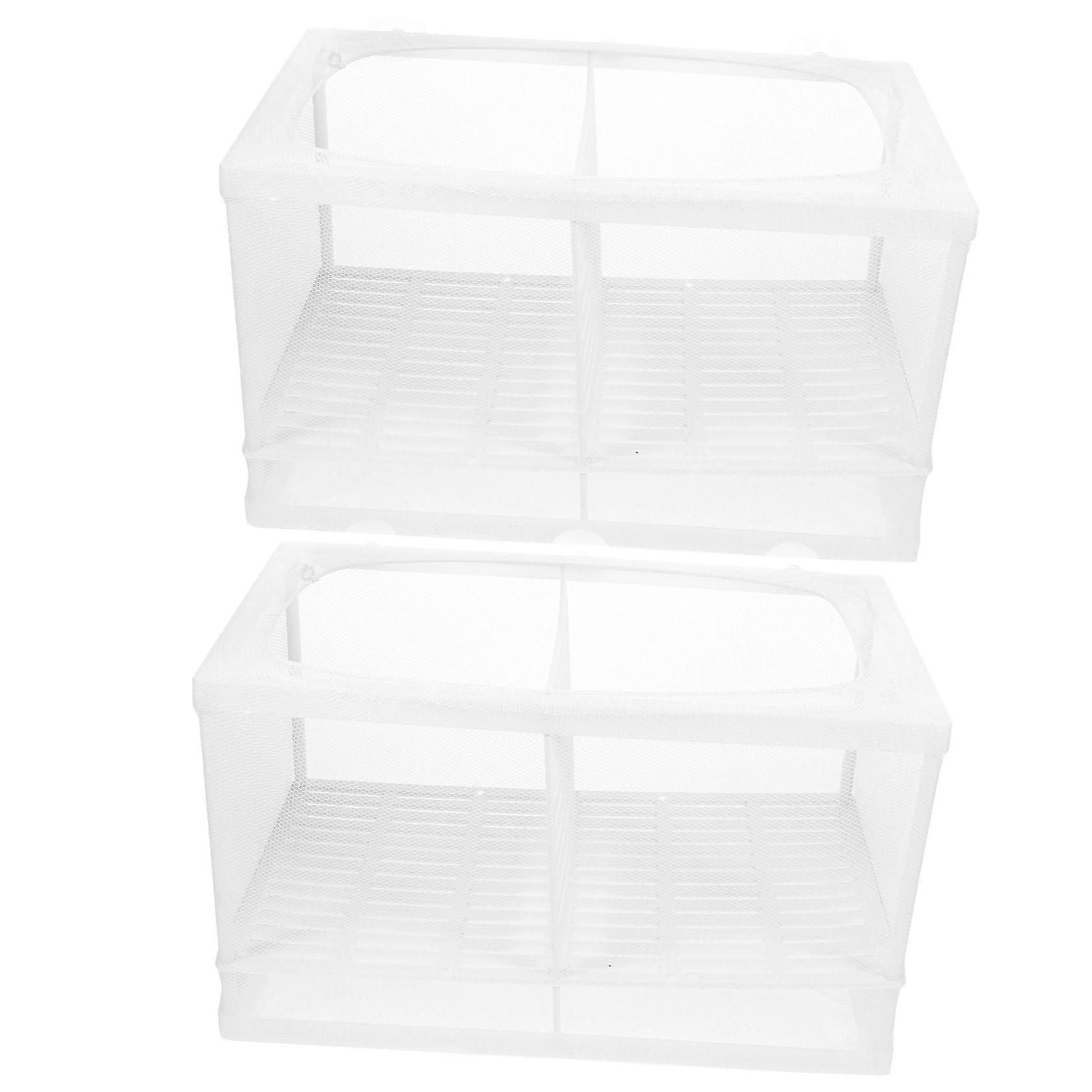Aquarium Insulation Net Hatchery Incubator Box of 2 Nylon White Fish Breeding Cage for Aquatic Pets