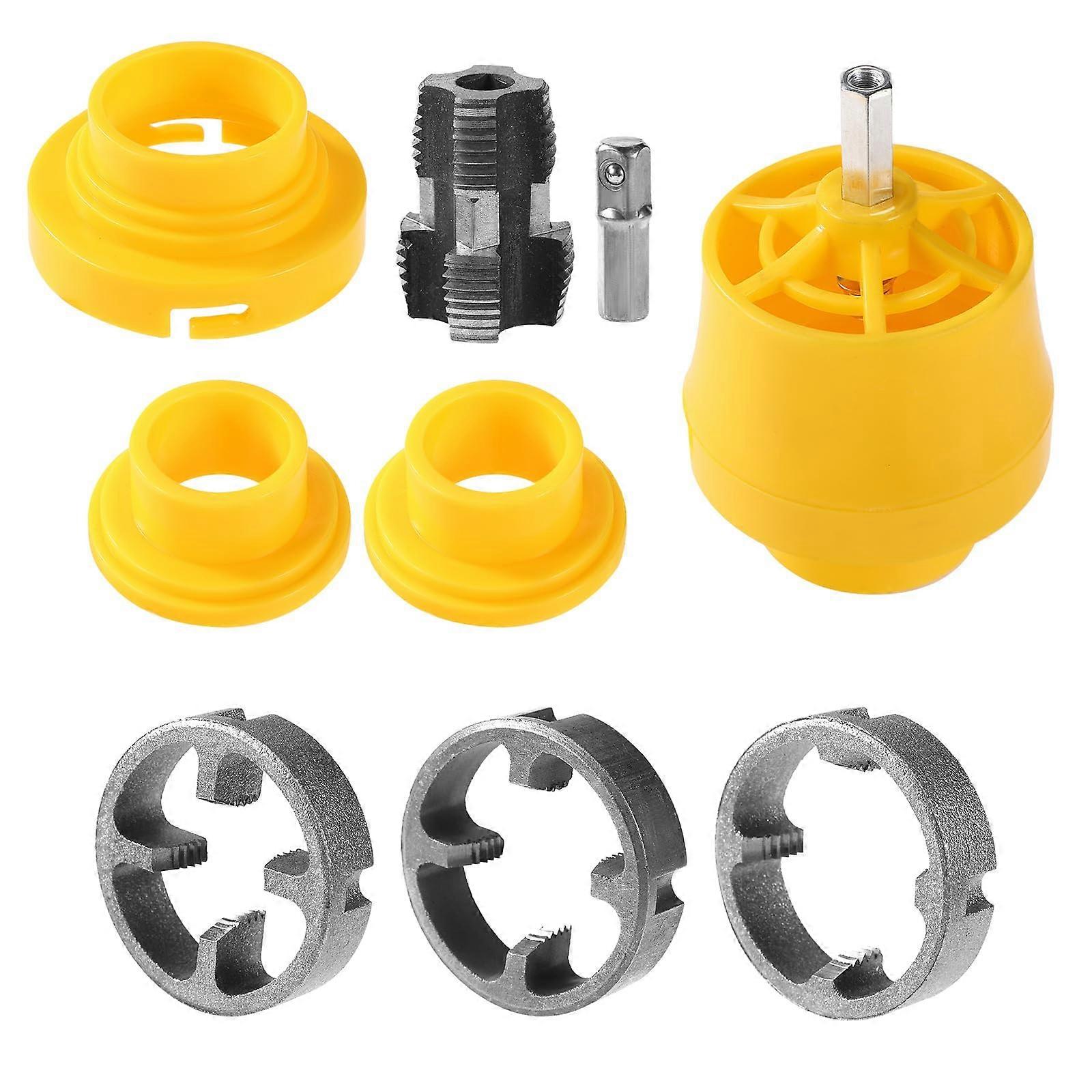 Pipe Threader Kit For PVC, 9-Piece Pipe Threading Set, Cutting Tool For Electric Drills, Drill Compatible