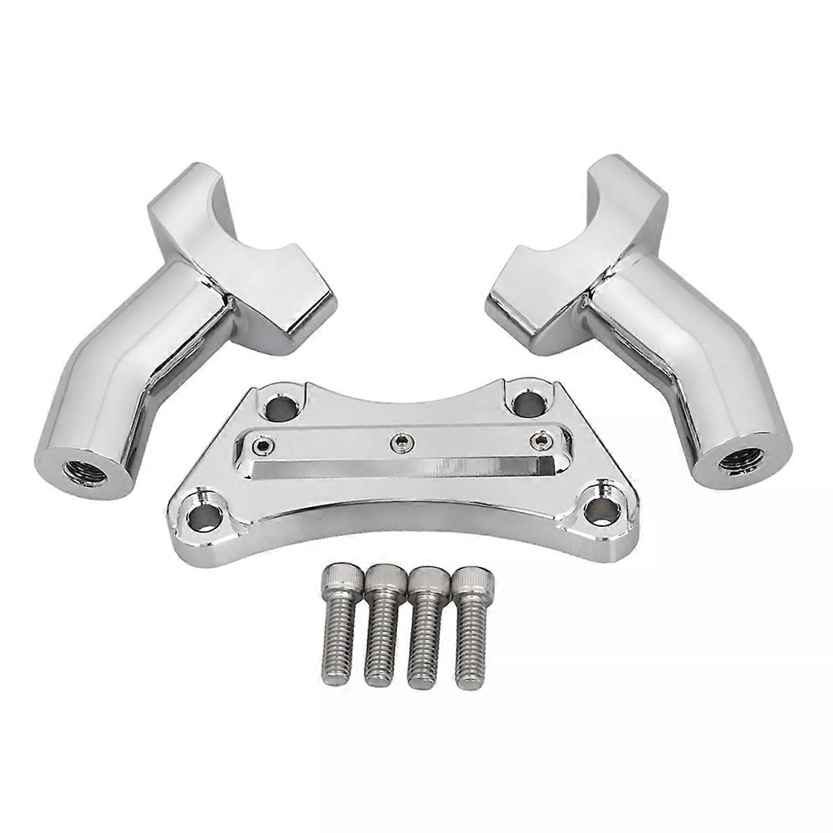 Chrome 4in Tall Pullback Handle Bar Risers Top Clamp for Tour Glide Dyna Road 4Inch Aluminum CNC Handle Bar