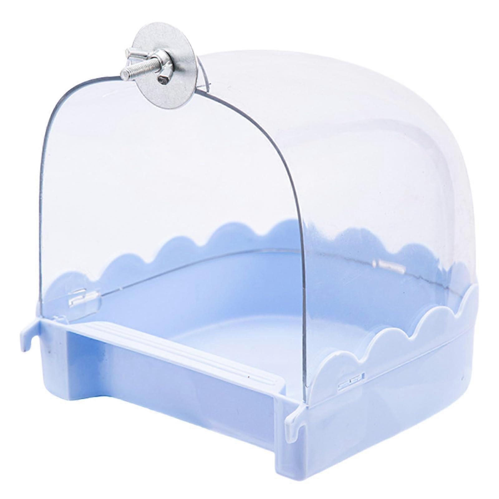 Bird Bath For Cage Birds External Mounted Antisplash Blue Parakeet Cage Bath Accessory