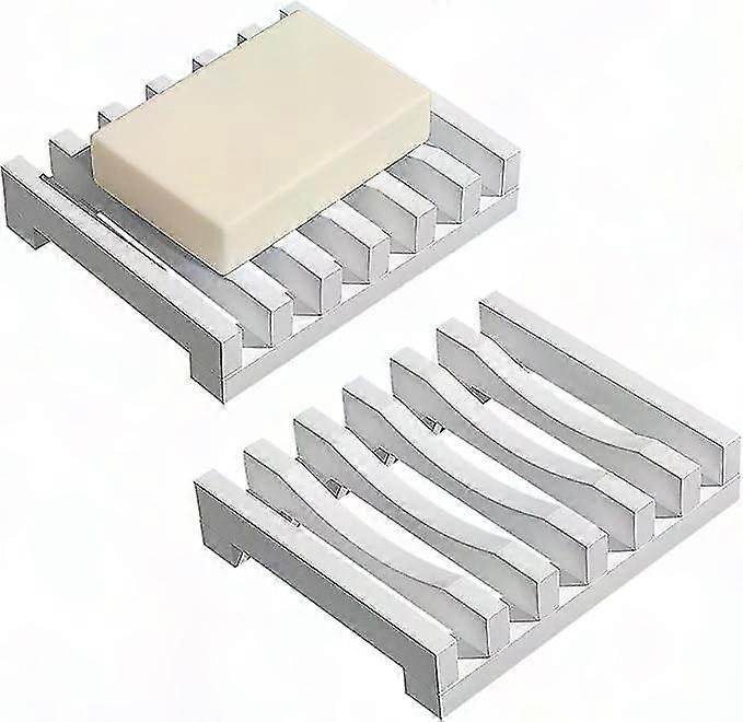 2pcs Silicone Soap Dish for Shower, Bathtub - Soap Holder with Drainer, Easy Cleaning & Drying, White Soap Case for Sink