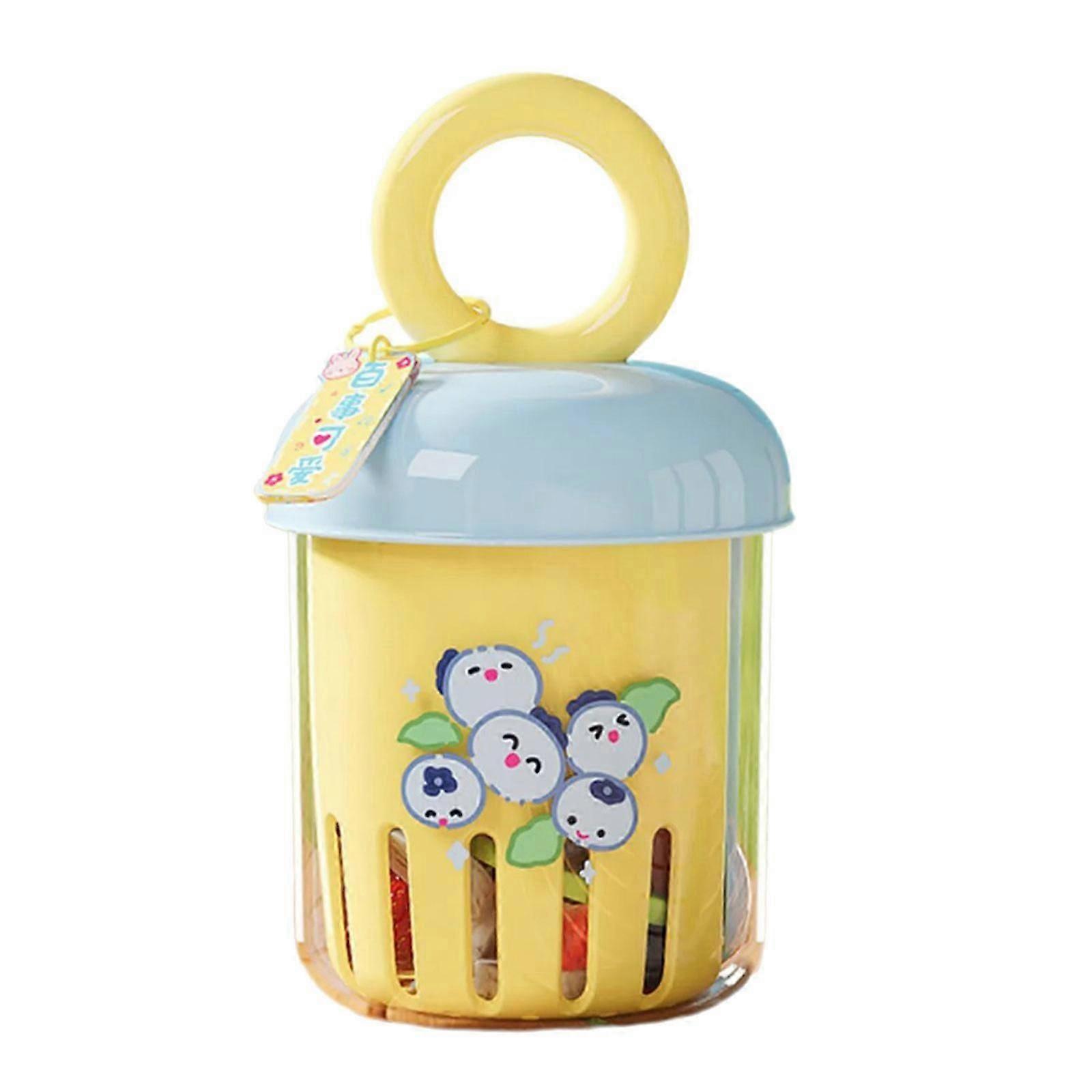 Portable Leak proof Fruit Cup With Built In Fork Double Layer Design Drainage