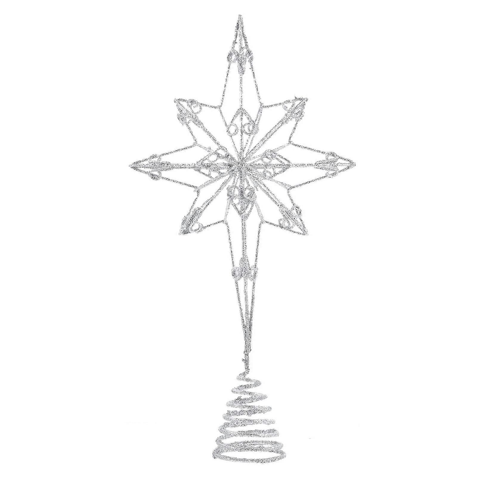 Silver Star Tree Topper - Sturdy Christmas Treetop Decor, Easy to Install Holiday Decoration for 6ft to 7.5ft Trees